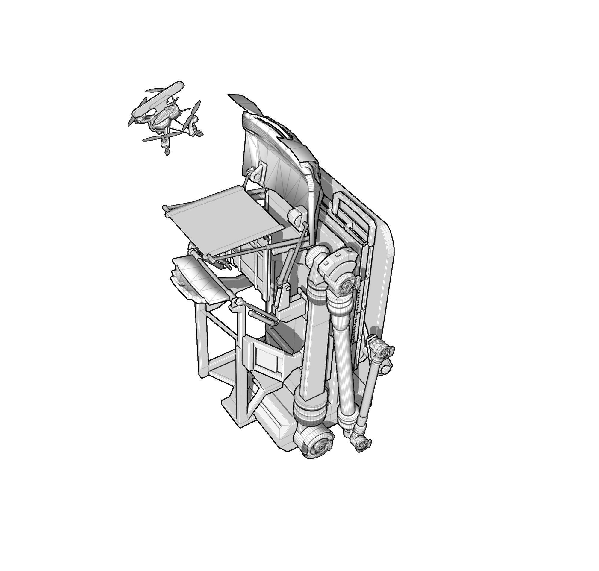 Robotic Backpack and Drone Launch Station 3D model_9
