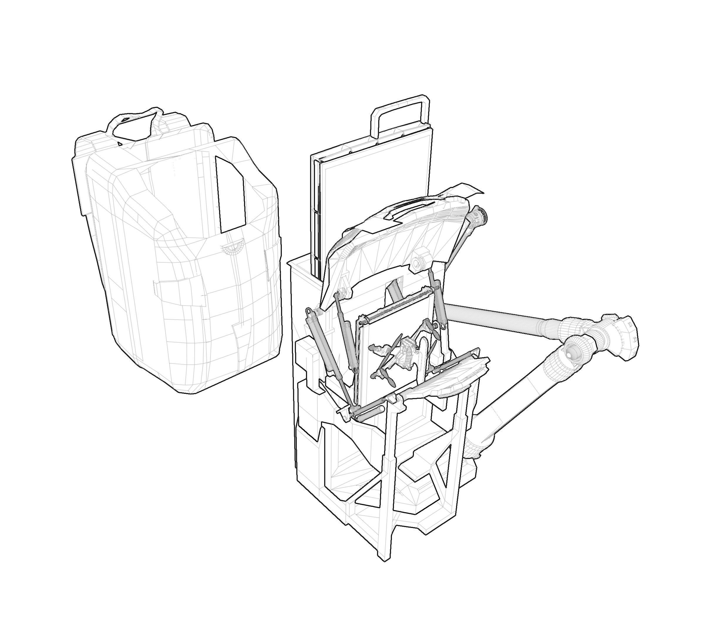Robotic Backpack and Drone Launch Station 3D model_12