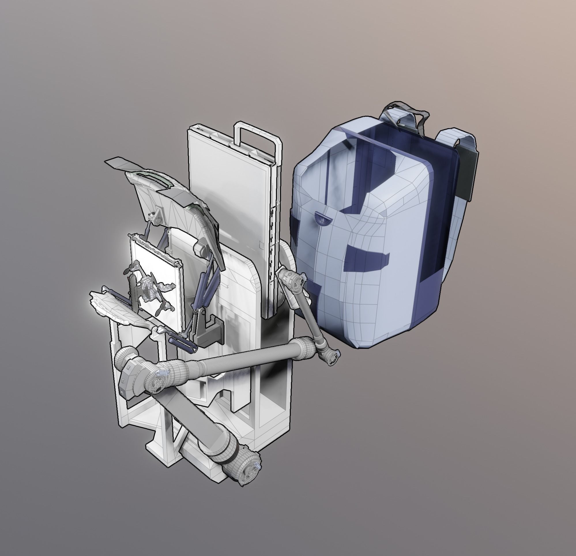 Robotic Backpack and Drone Launch Station 3D model_11