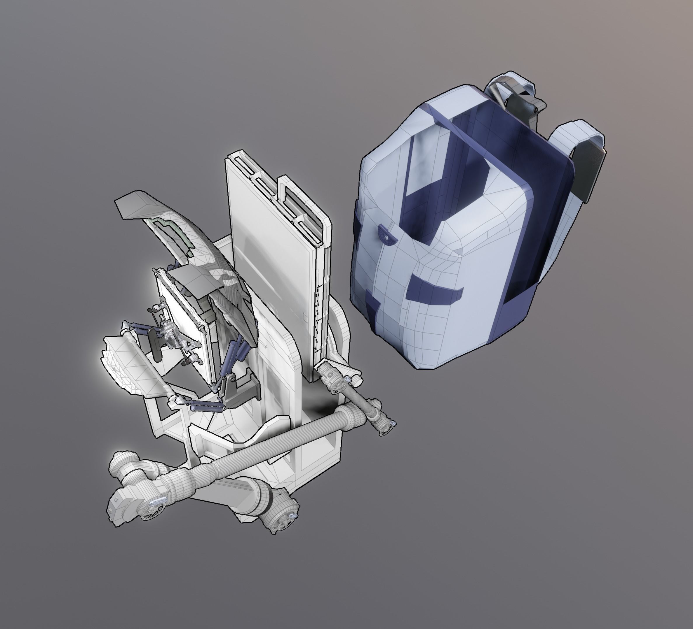 Robotic Backpack and Drone Launch Station 3D model_1