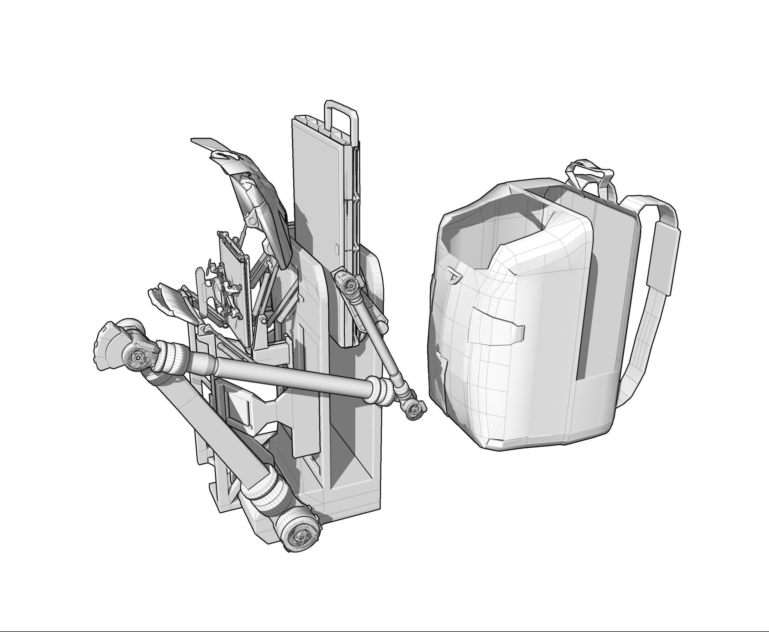 Robotic Backpack and Drone Launch Station 3D model_13
