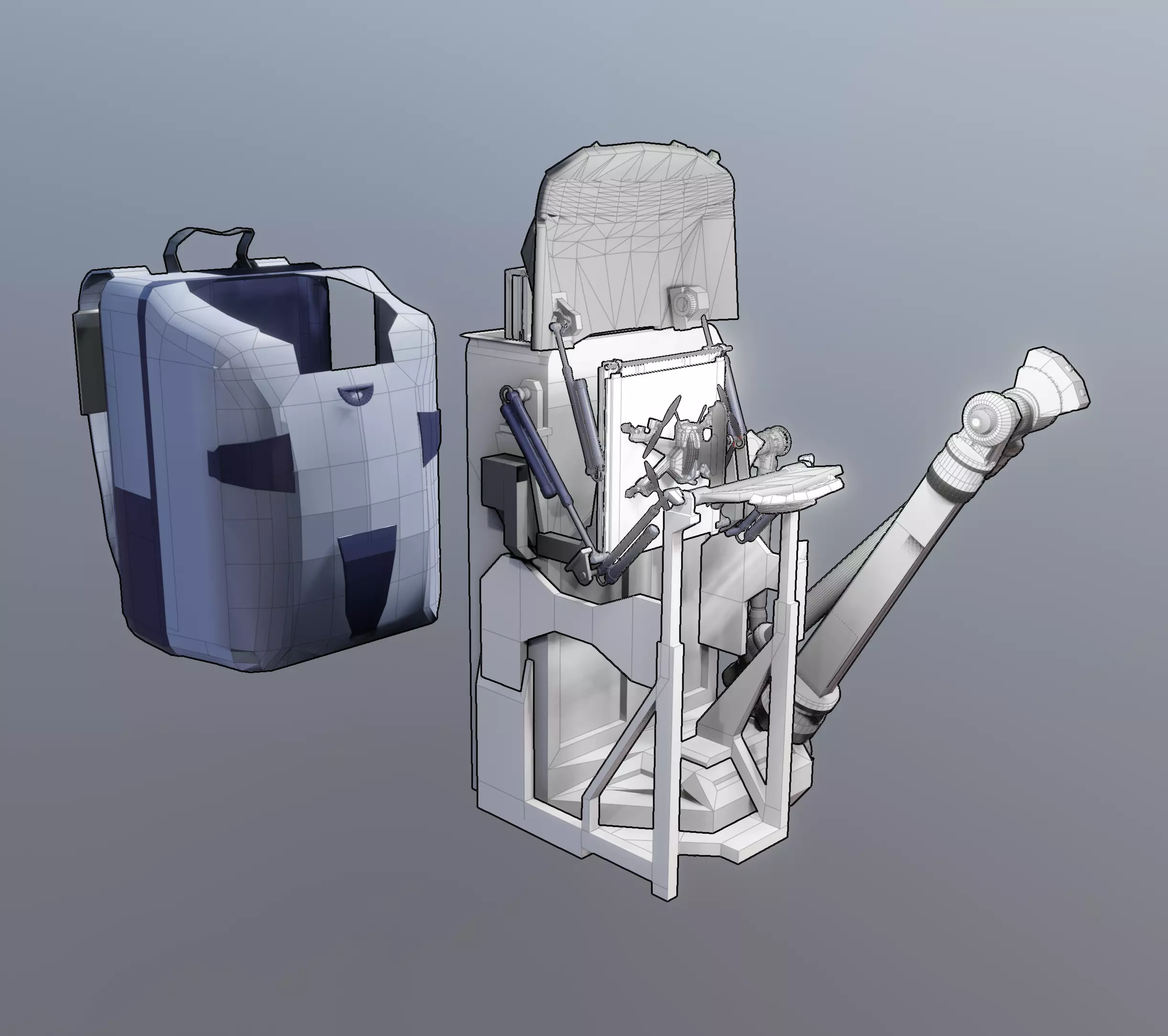 Robotic Backpack and Drone Launch Station 3D model_0