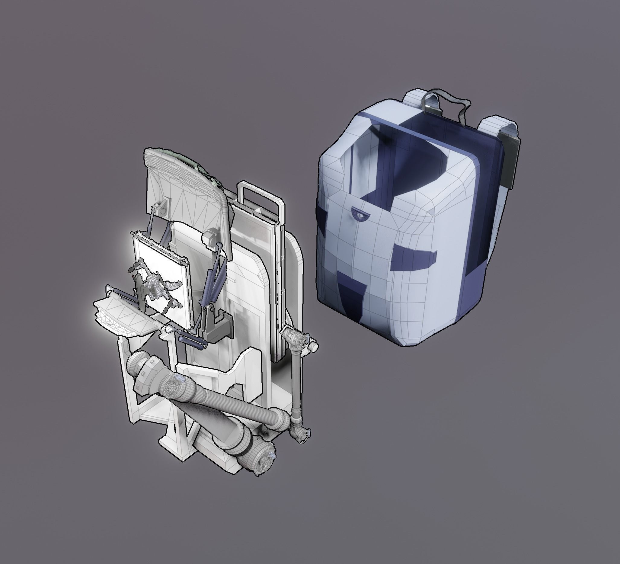 Robotic Backpack and Drone Launch Station 3D model_2