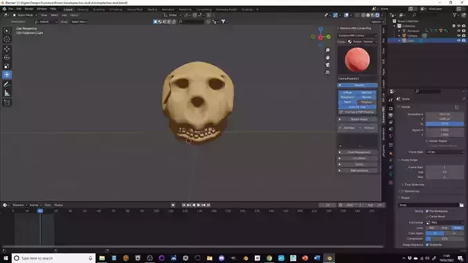 Astrolopitechus skull animated Low-poly 3D model