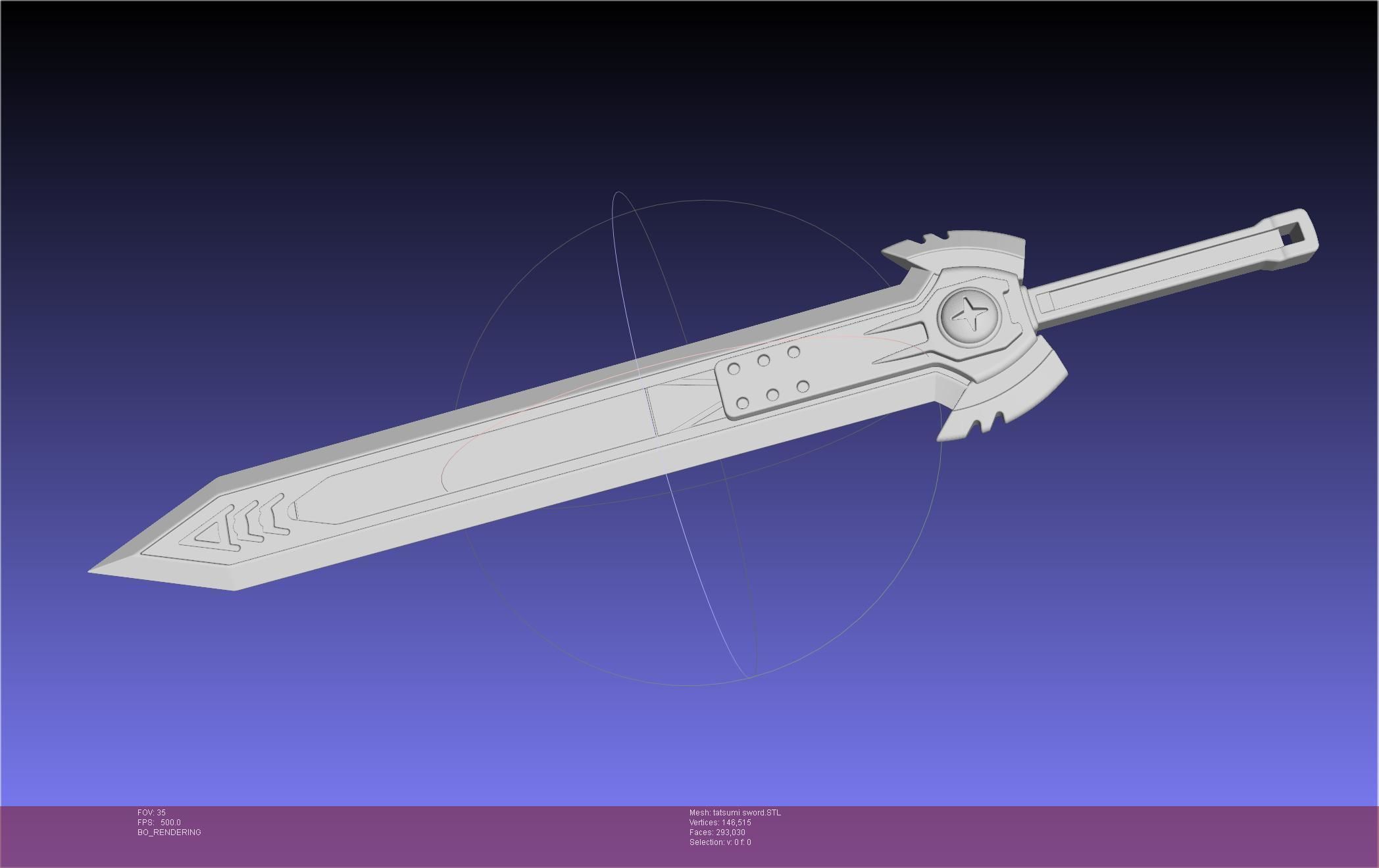 Akame Ga Kill Tatsumi Incursio Sword Printable Assembly 3D print model_39