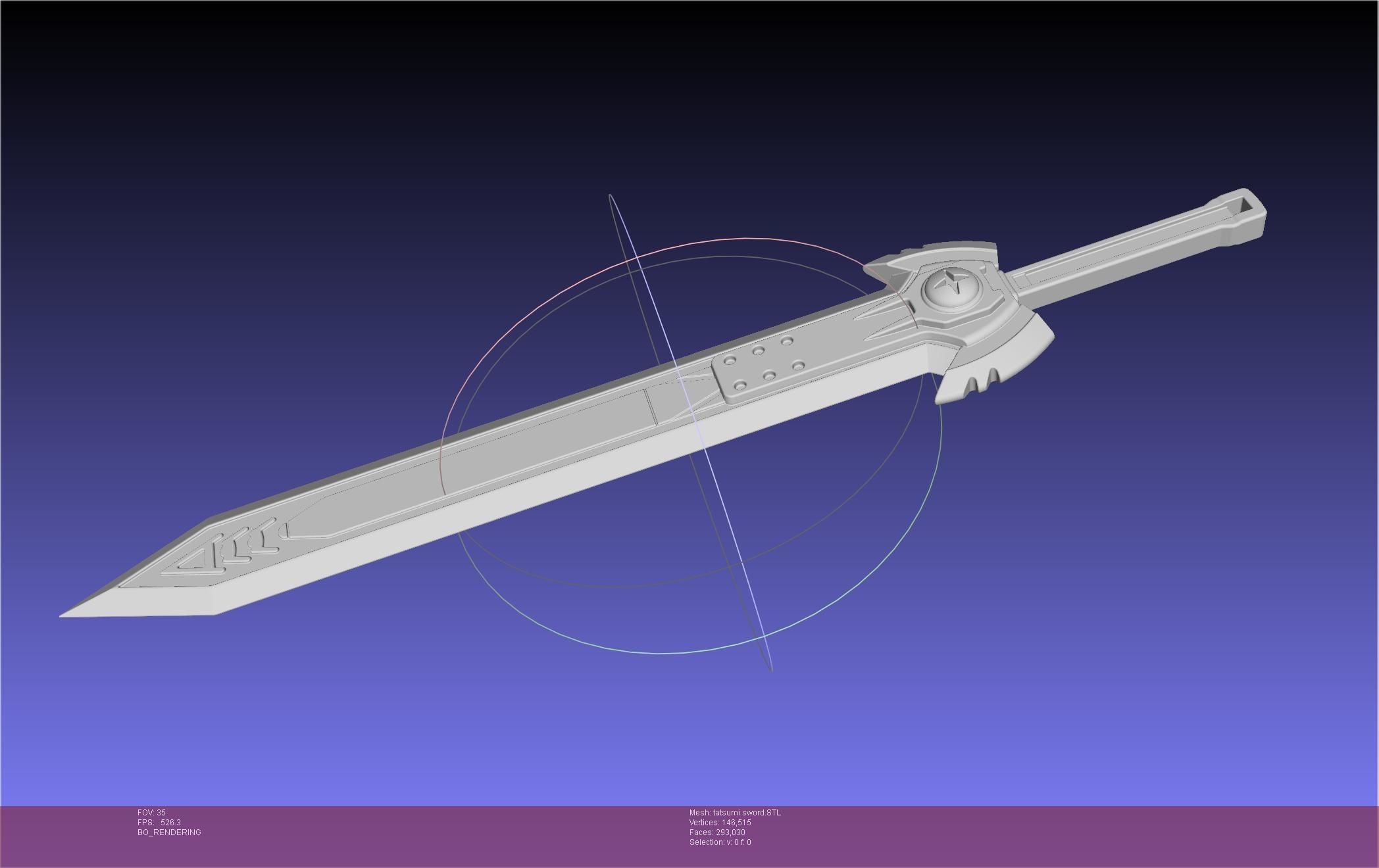 Akame Ga Kill Tatsumi Incursio Sword Printable Assembly 3D print model_38