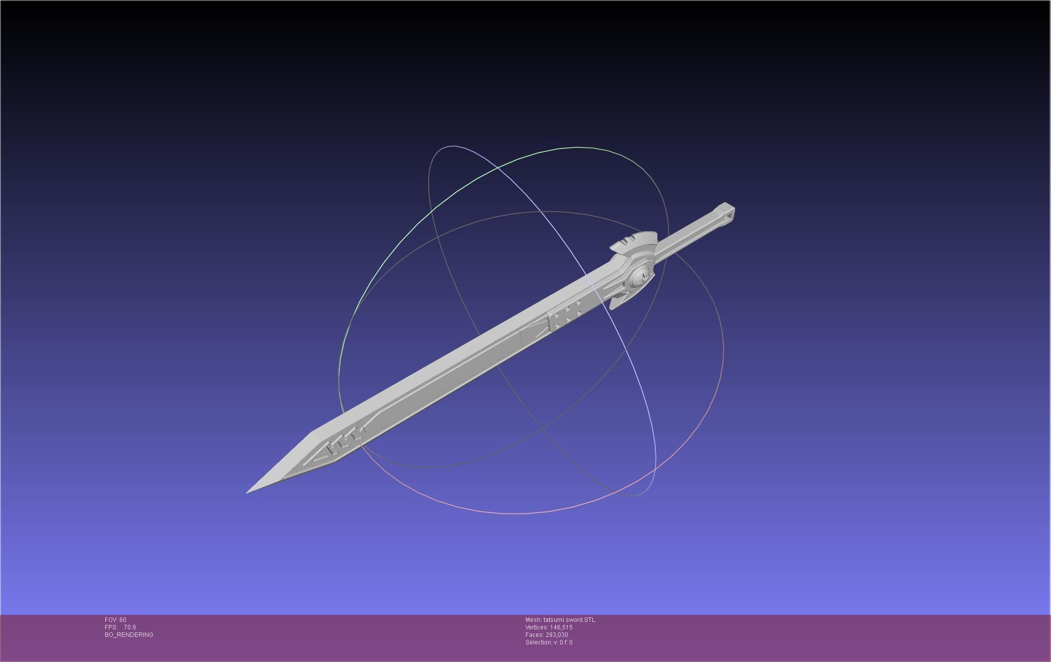 Akame Ga Kill Tatsumi Incursio Sword Printable Assembly 3D print model_4