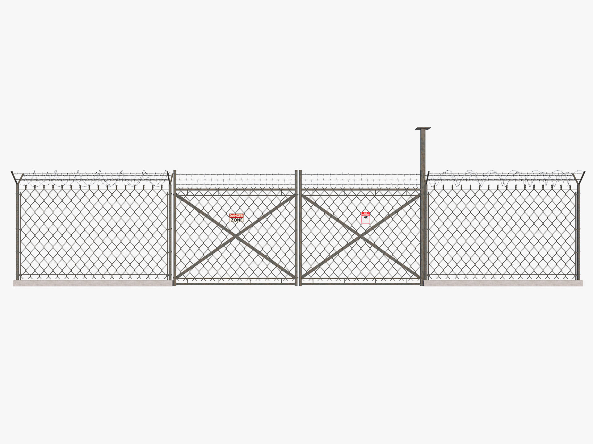 Barbed Wire fence collection 3D model_10