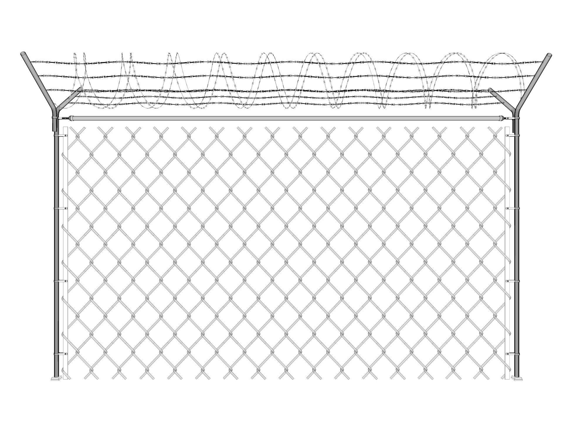 Barbed Wire fence collection 3D model_34
