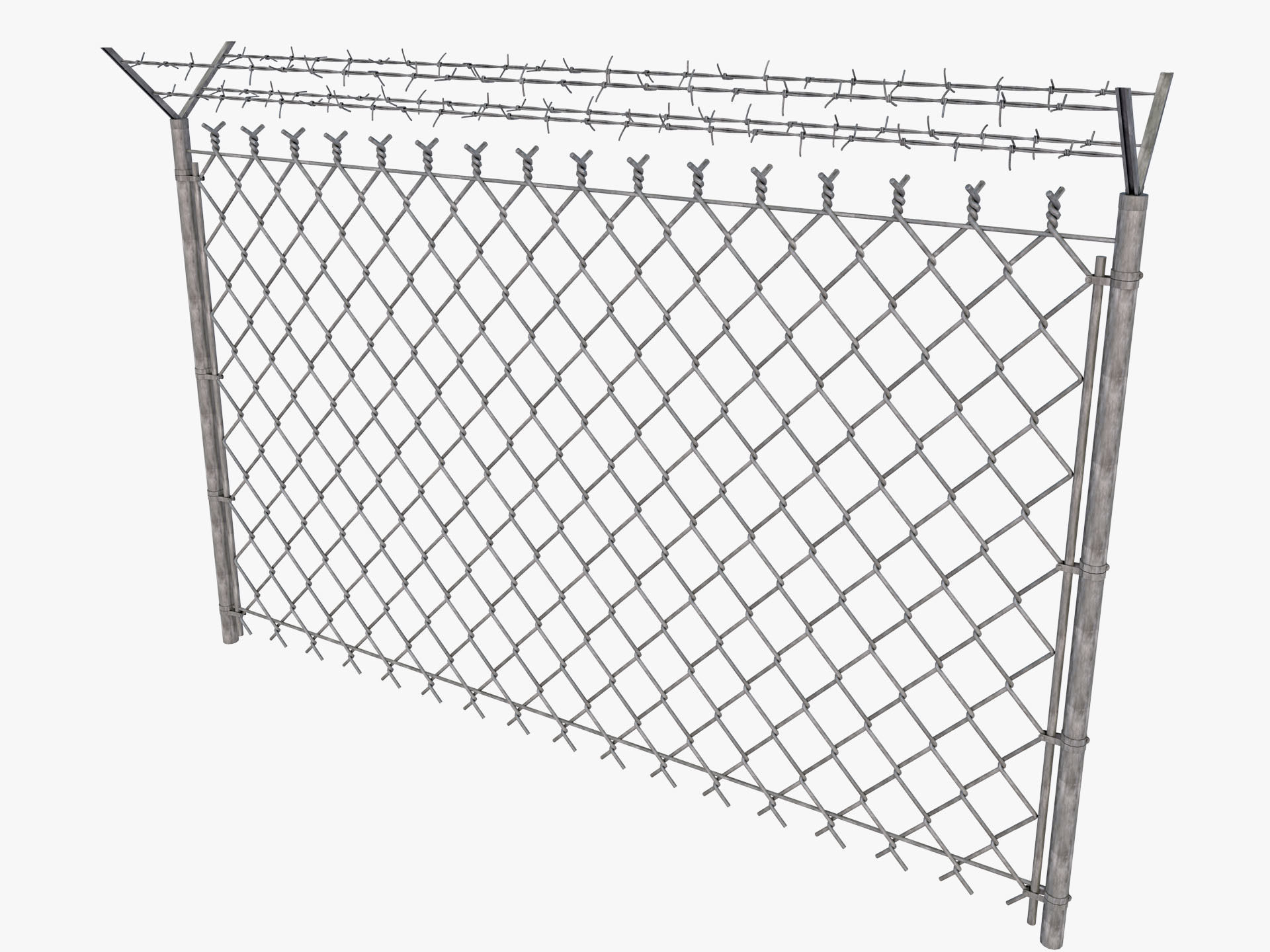 Barbed Wire fence collection 3D model_5