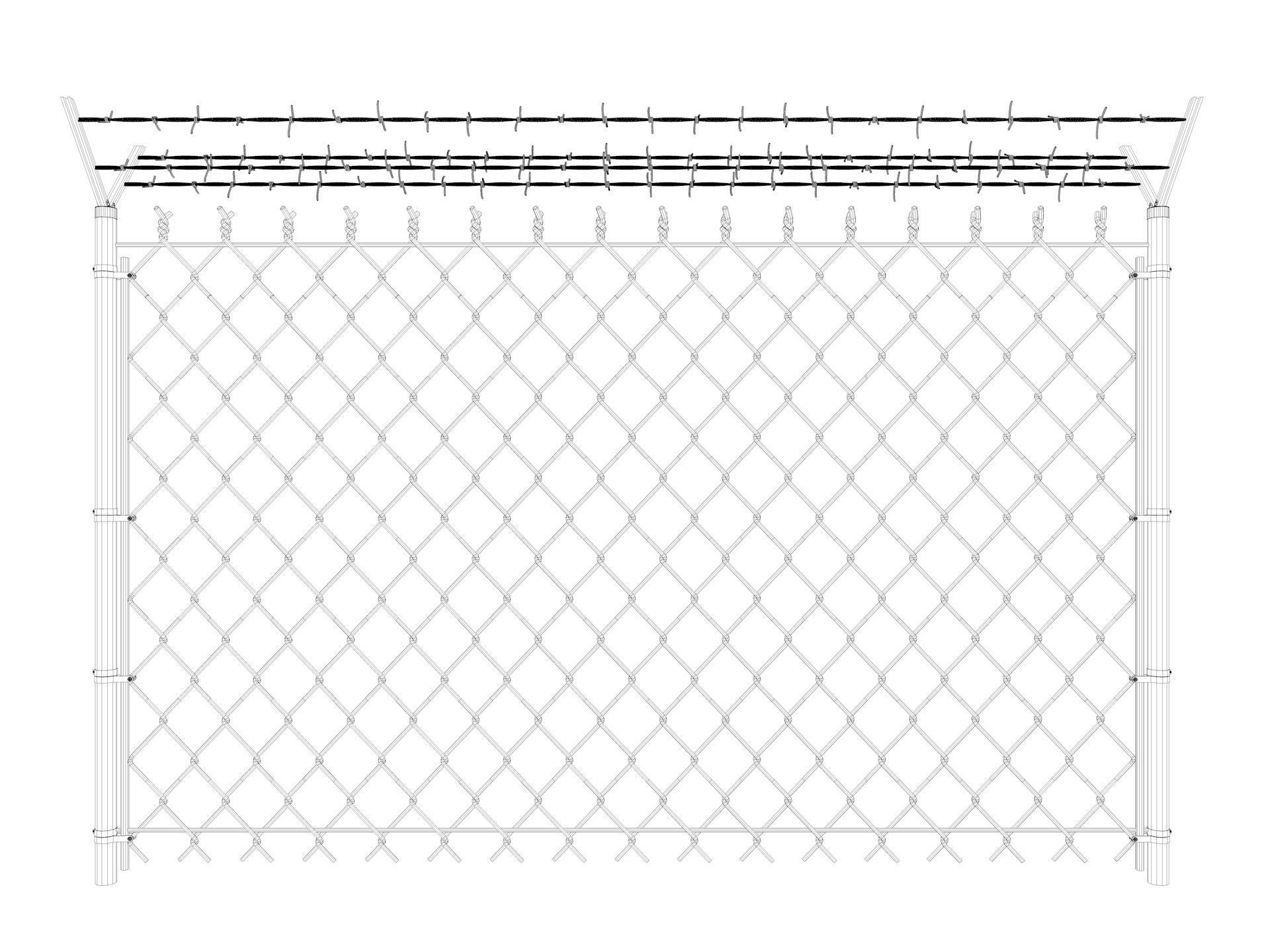 Barbed Wire fence collection 3D model_20