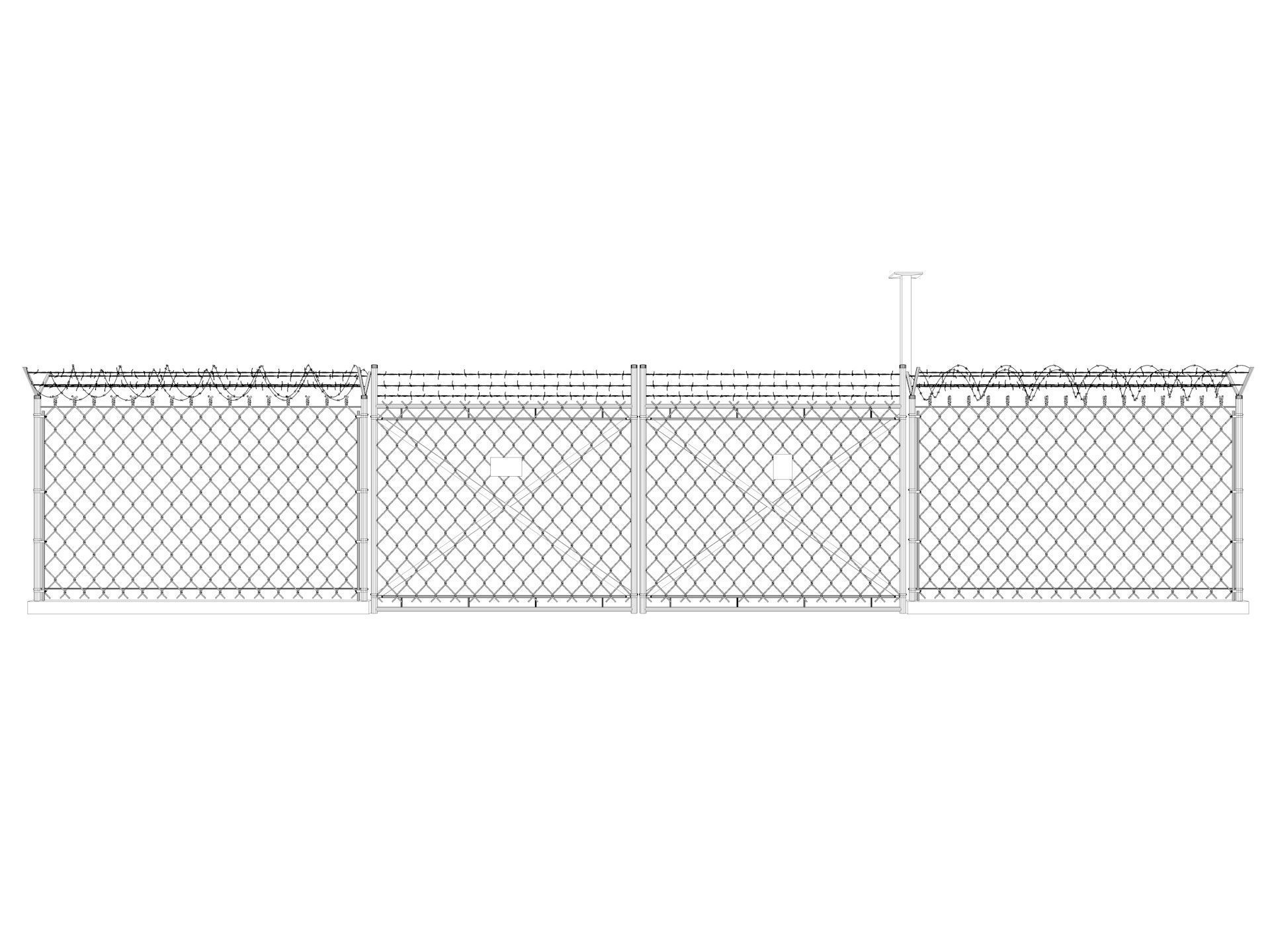 Barbed Wire fence collection 3D model_26