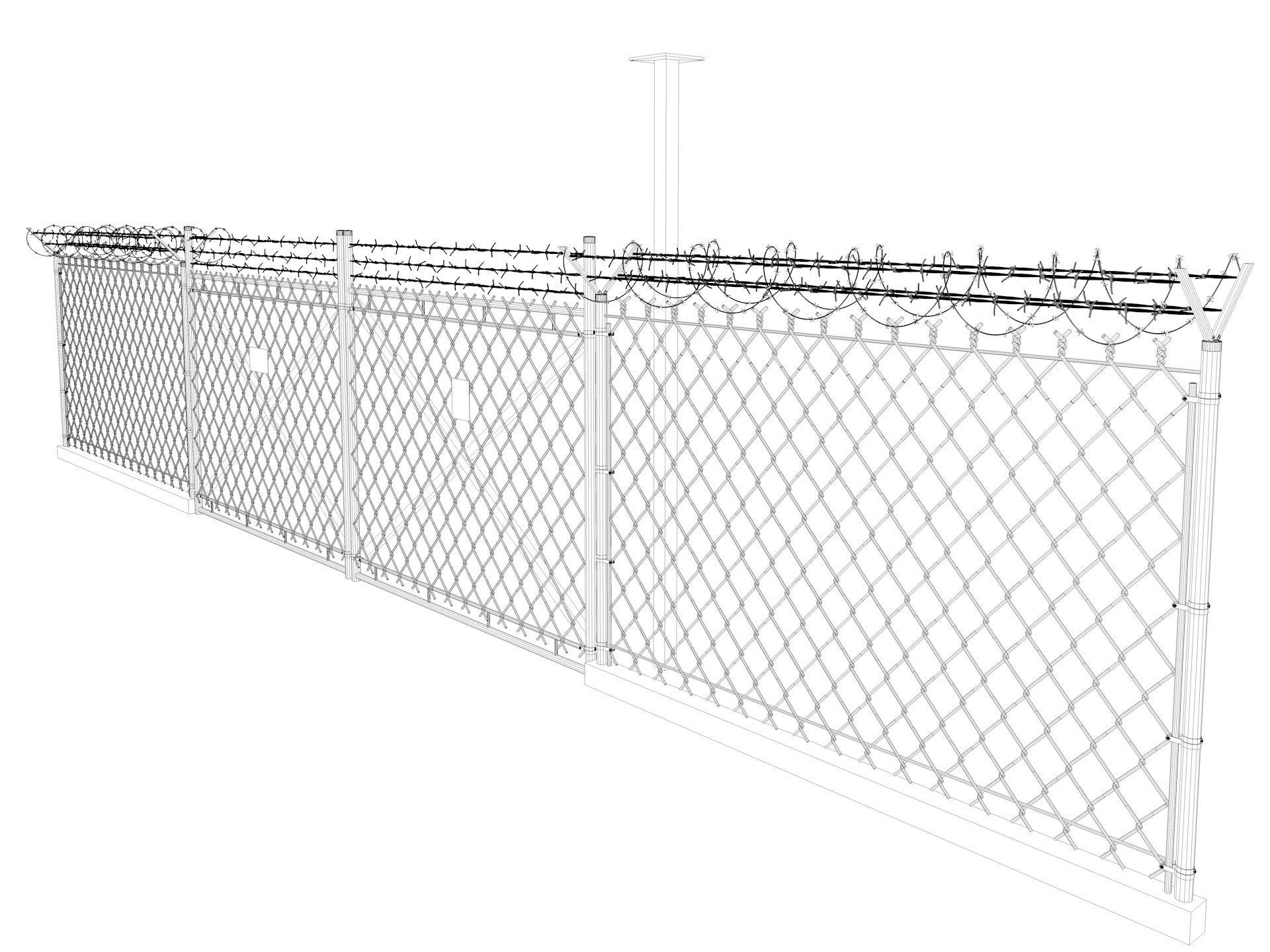 Barbed Wire fence collection 3D model_27