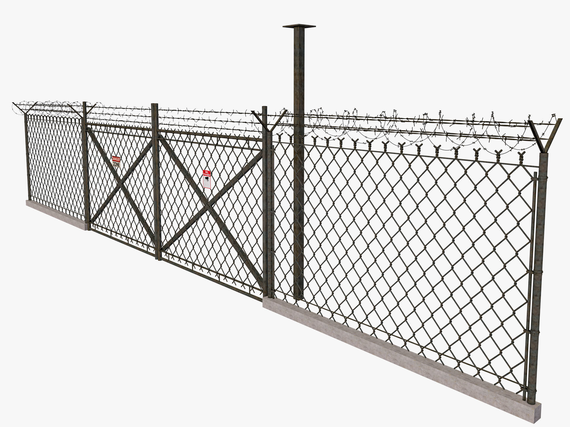 Barbed Wire fence collection 3D model_11