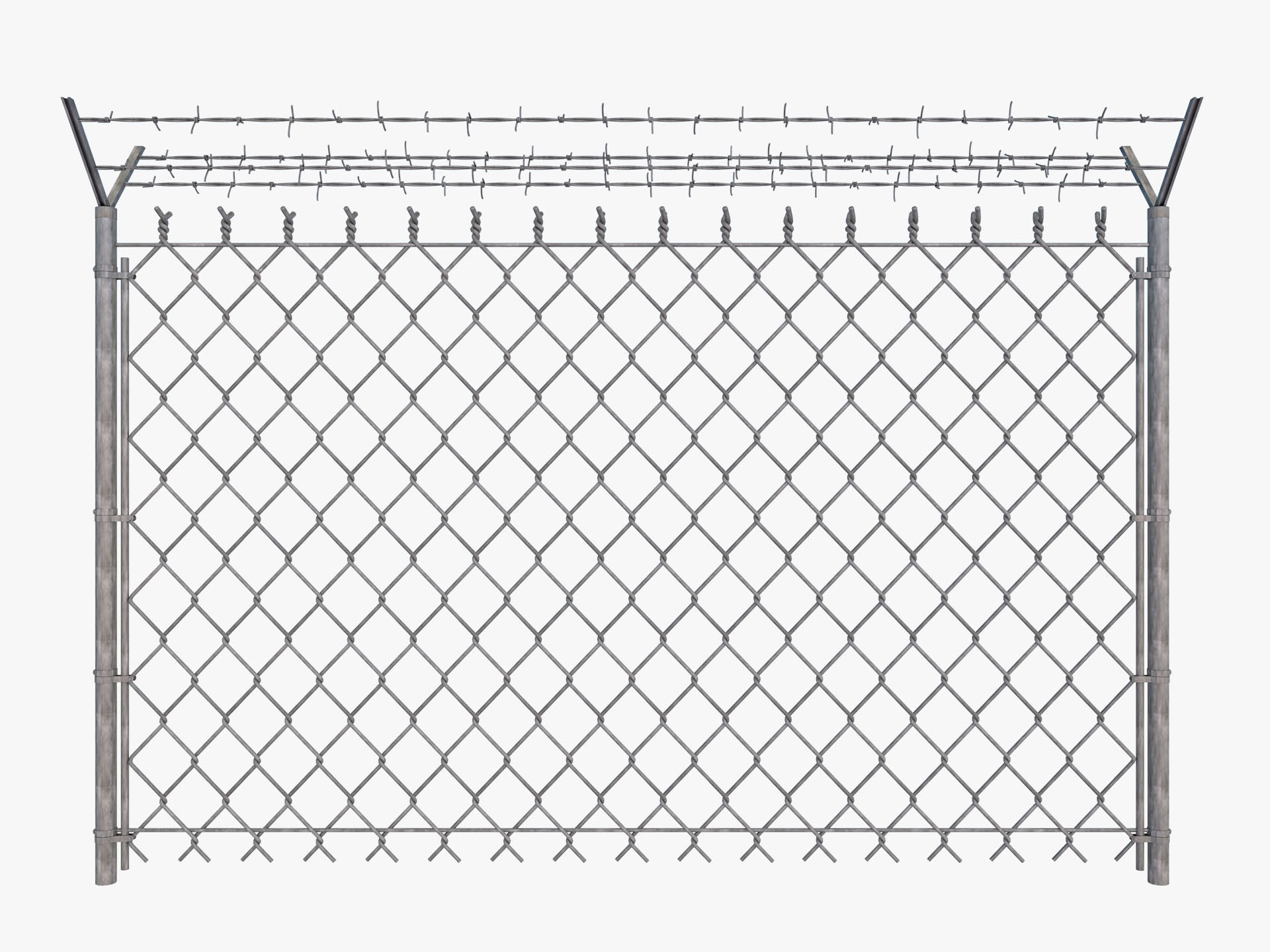 Barbed Wire fence collection 3D model_4