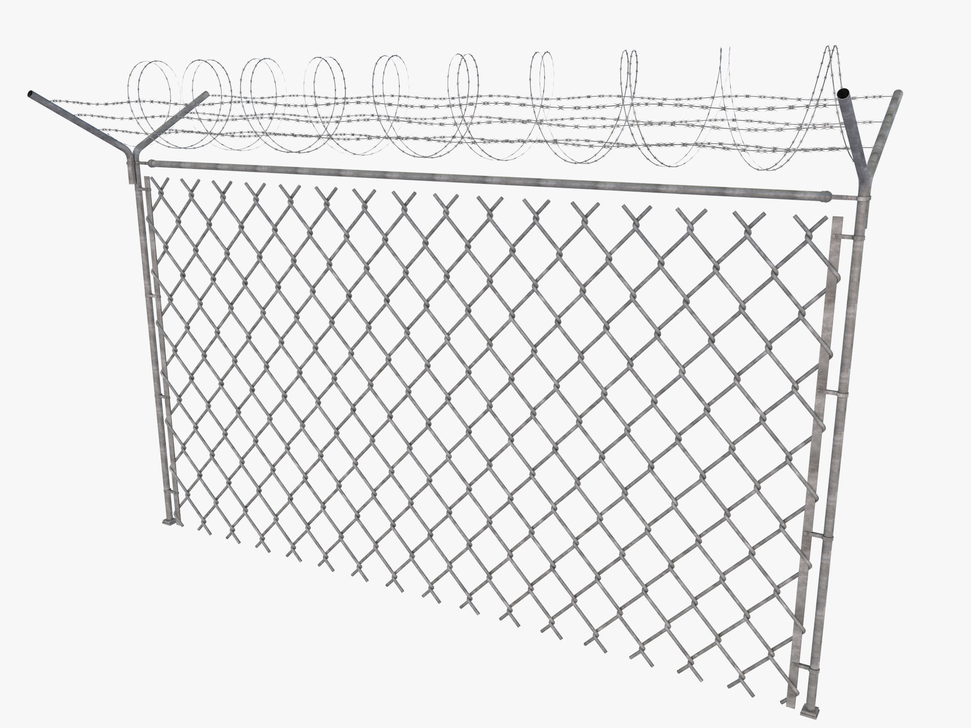 Barbed Wire fence collection 3D model_19
