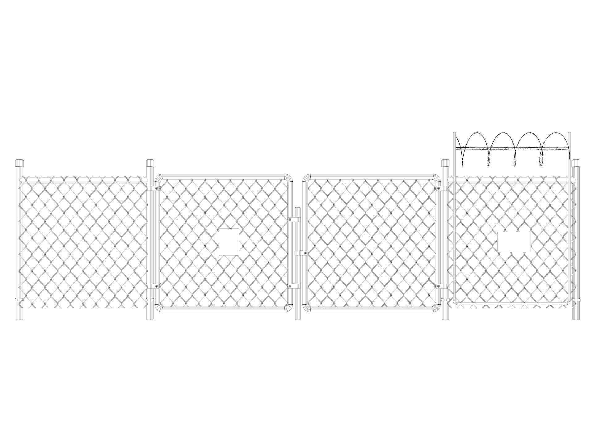 Barbed Wire fence collection 3D model_24