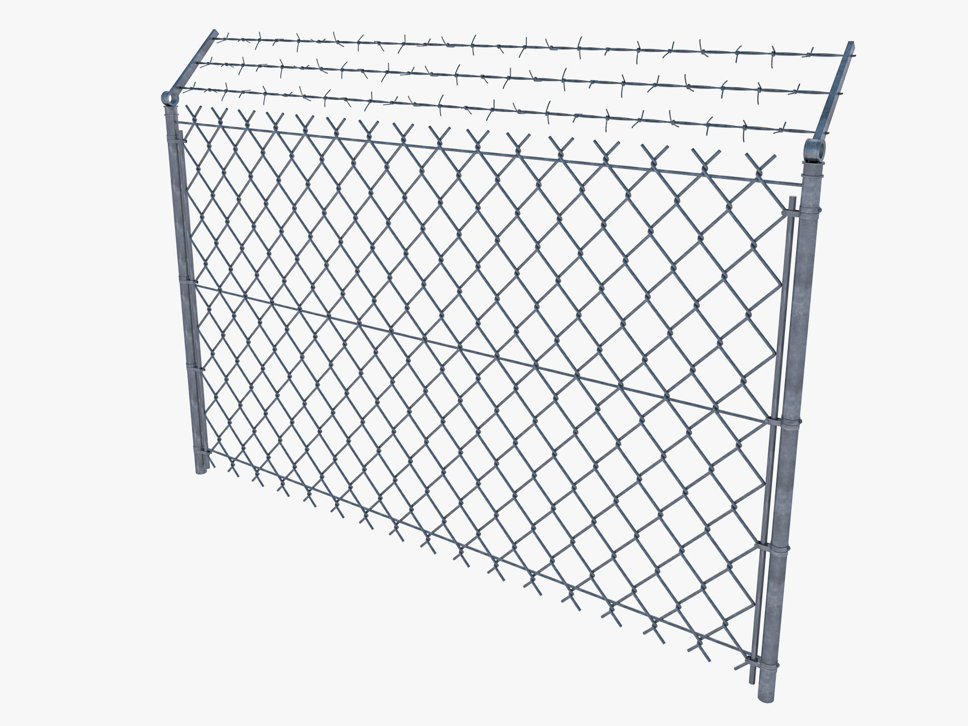 Barbed Wire fence collection 3D model_7
