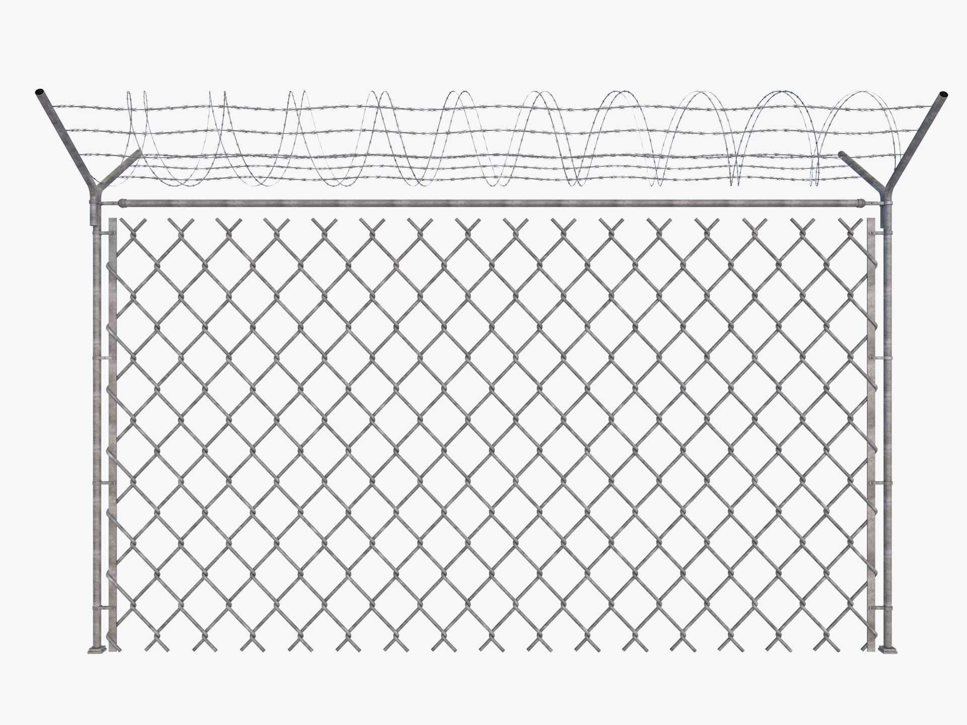 Barbed Wire fence collection 3D model_18