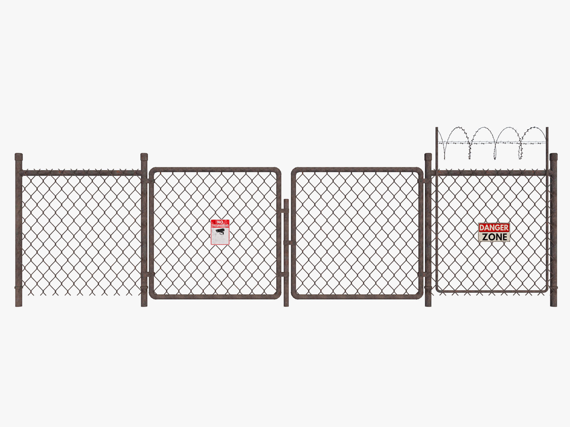 Barbed Wire fence collection 3D model_8