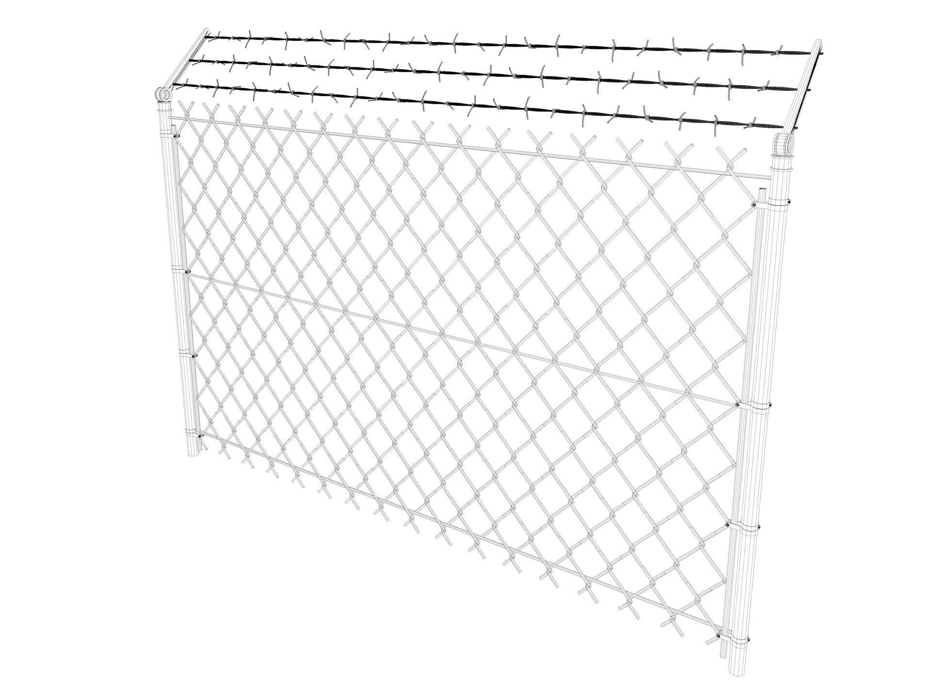 Barbed Wire fence collection 3D model_23