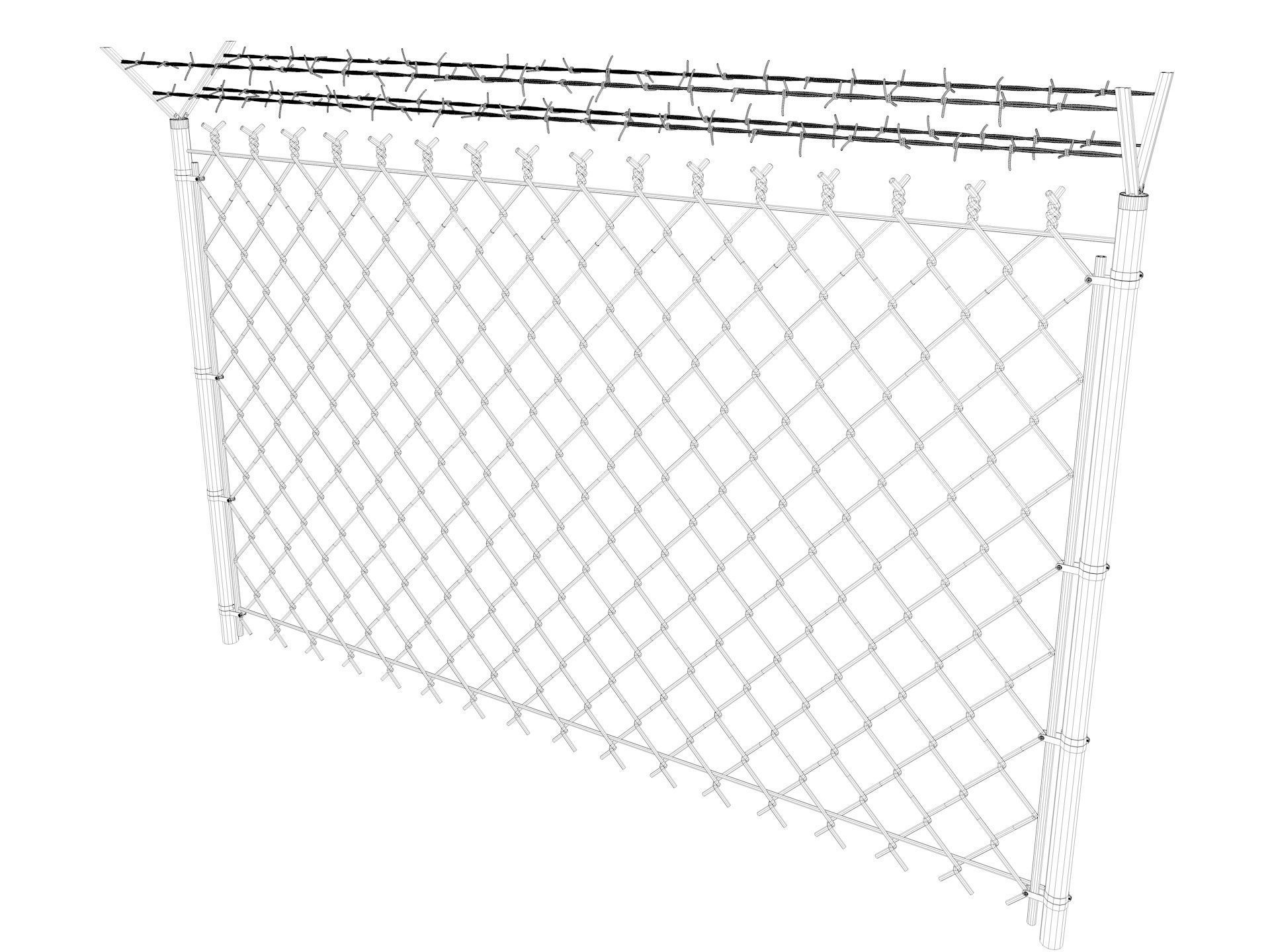 Barbed Wire fence collection 3D model_21