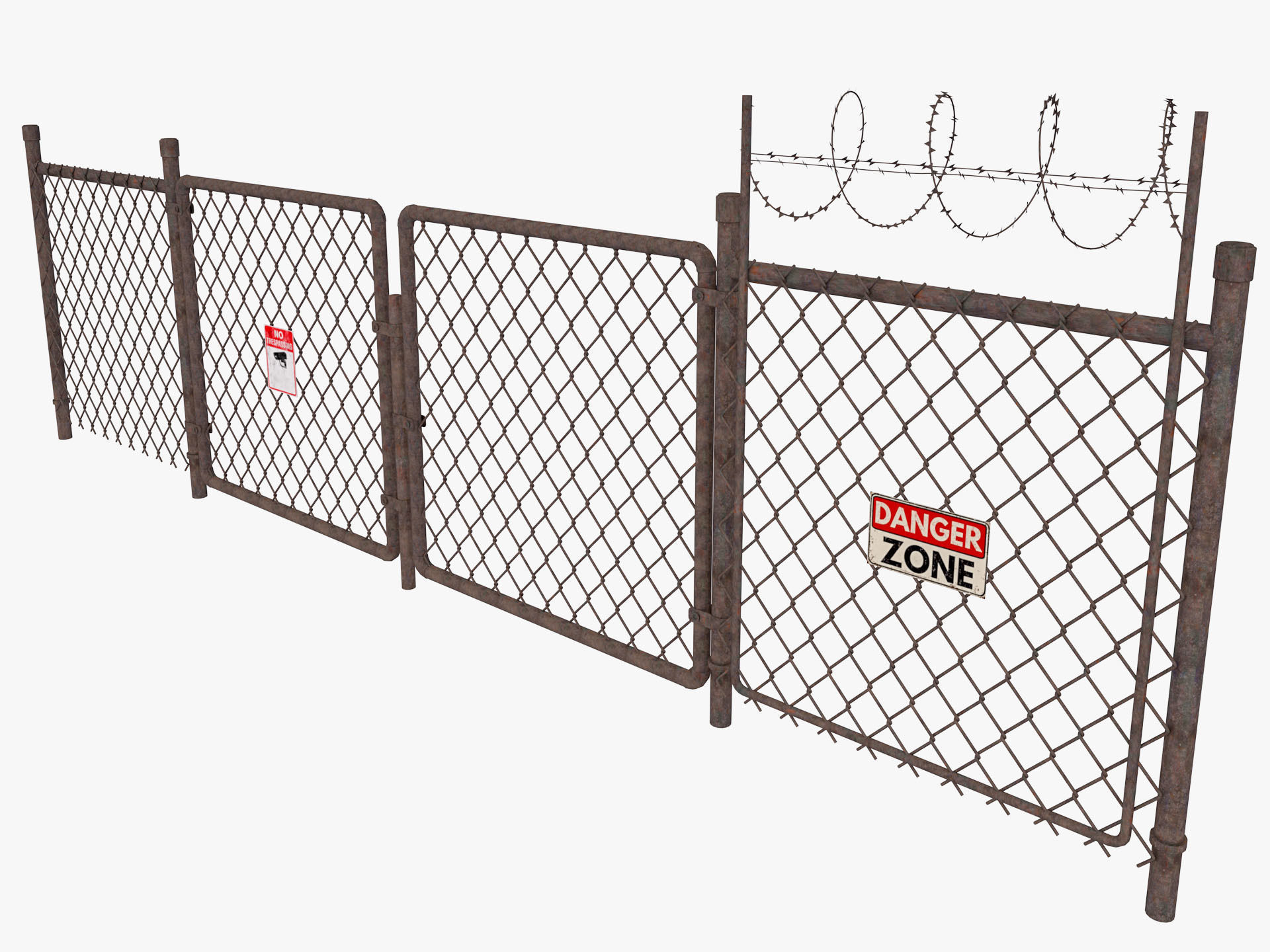 Barbed Wire fence collection 3D model_9