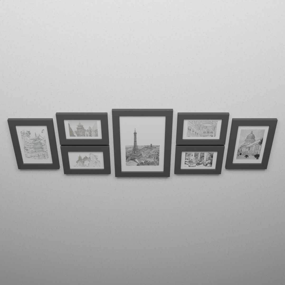7 Photo Frame Layout Free 3D model_5