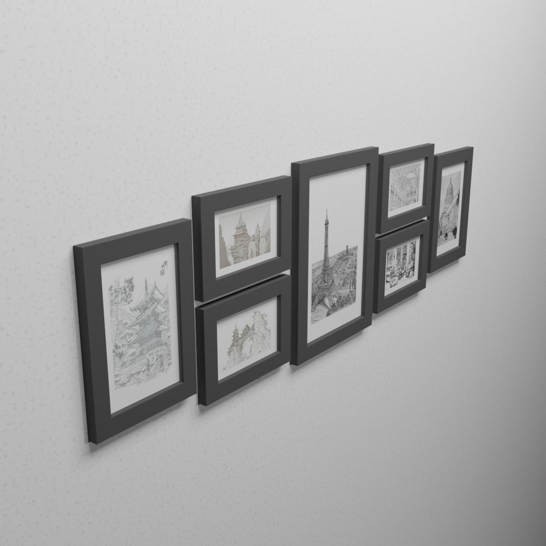 7 Photo Frame Layout Free 3D model_4