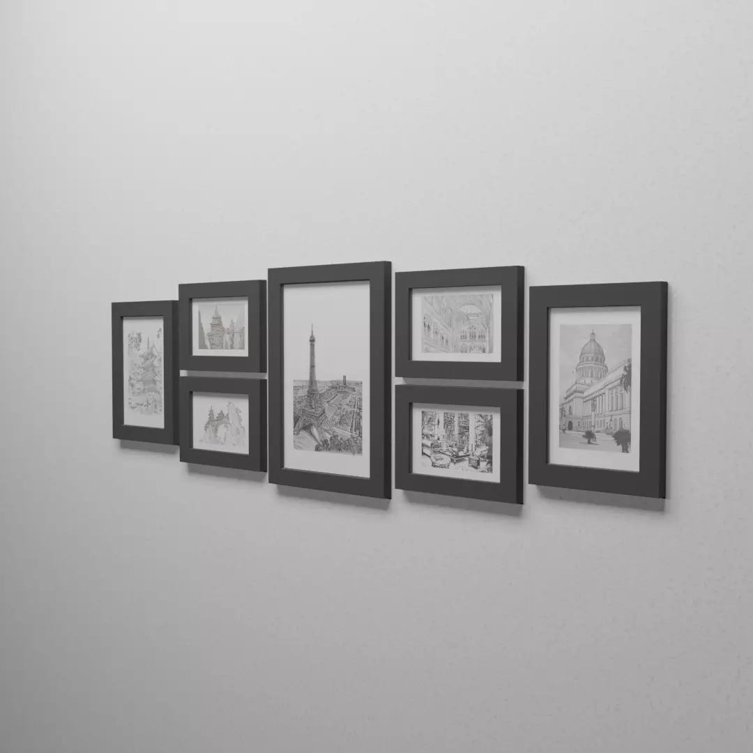 7 Photo Frame Layout Free 3D model_0