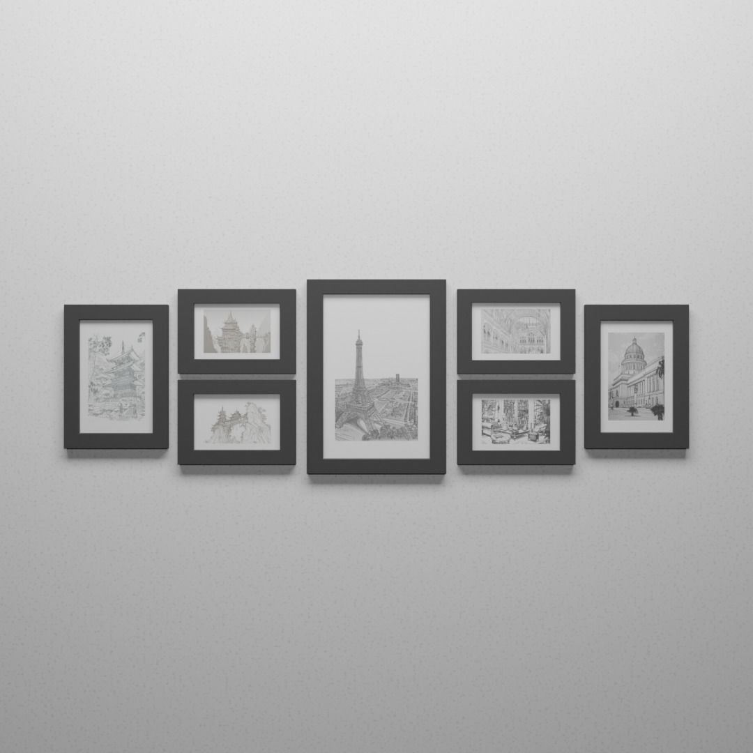 7 Photo Frame Layout Free 3D model_1