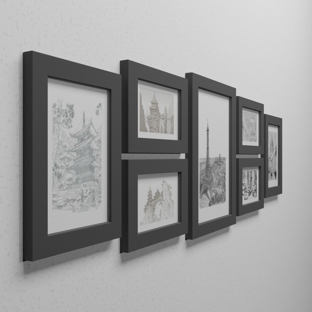 7 Photo Frame Layout Free 3D model_2