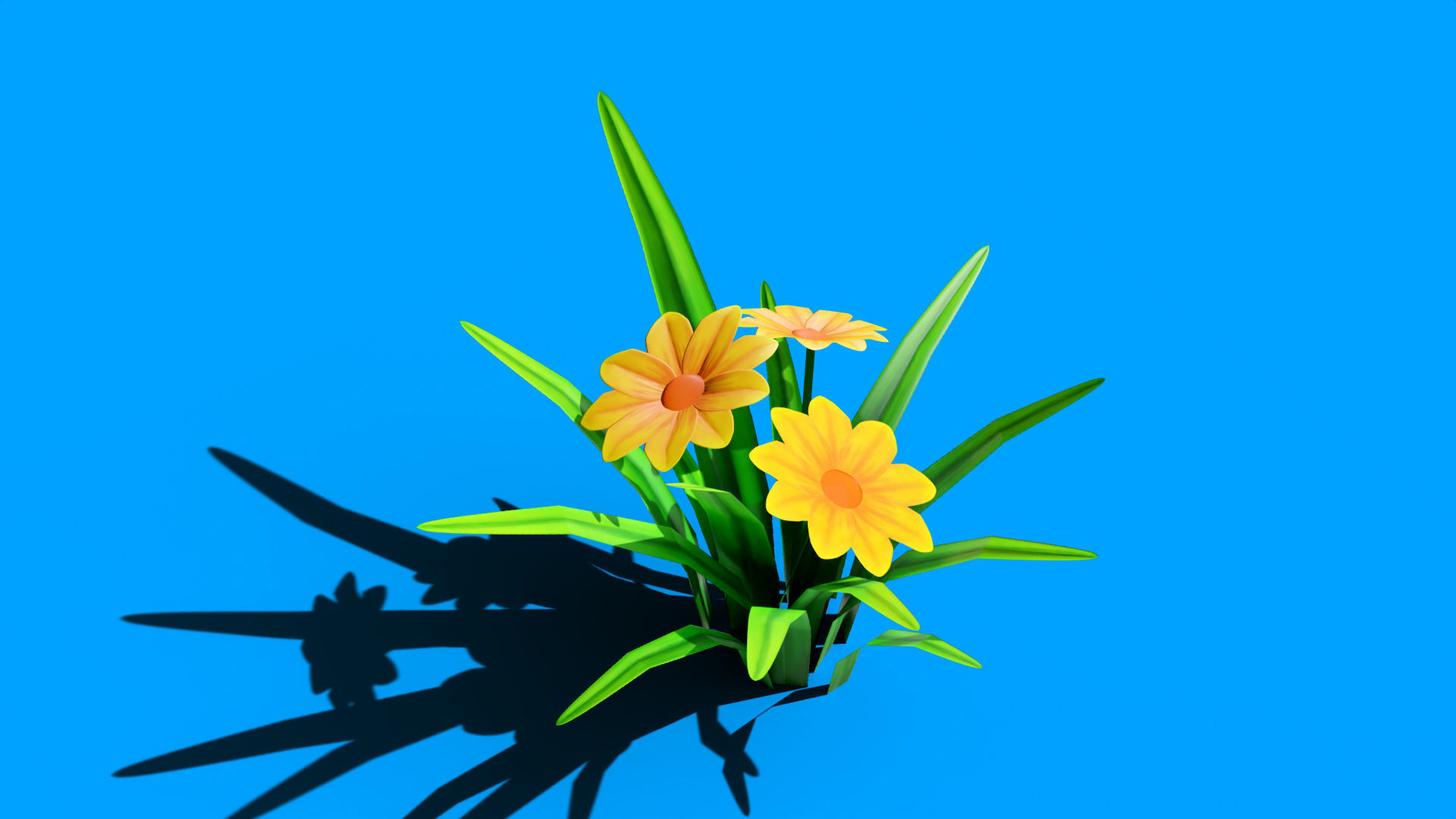 Stylized Daisy Low-poly 3D model_2