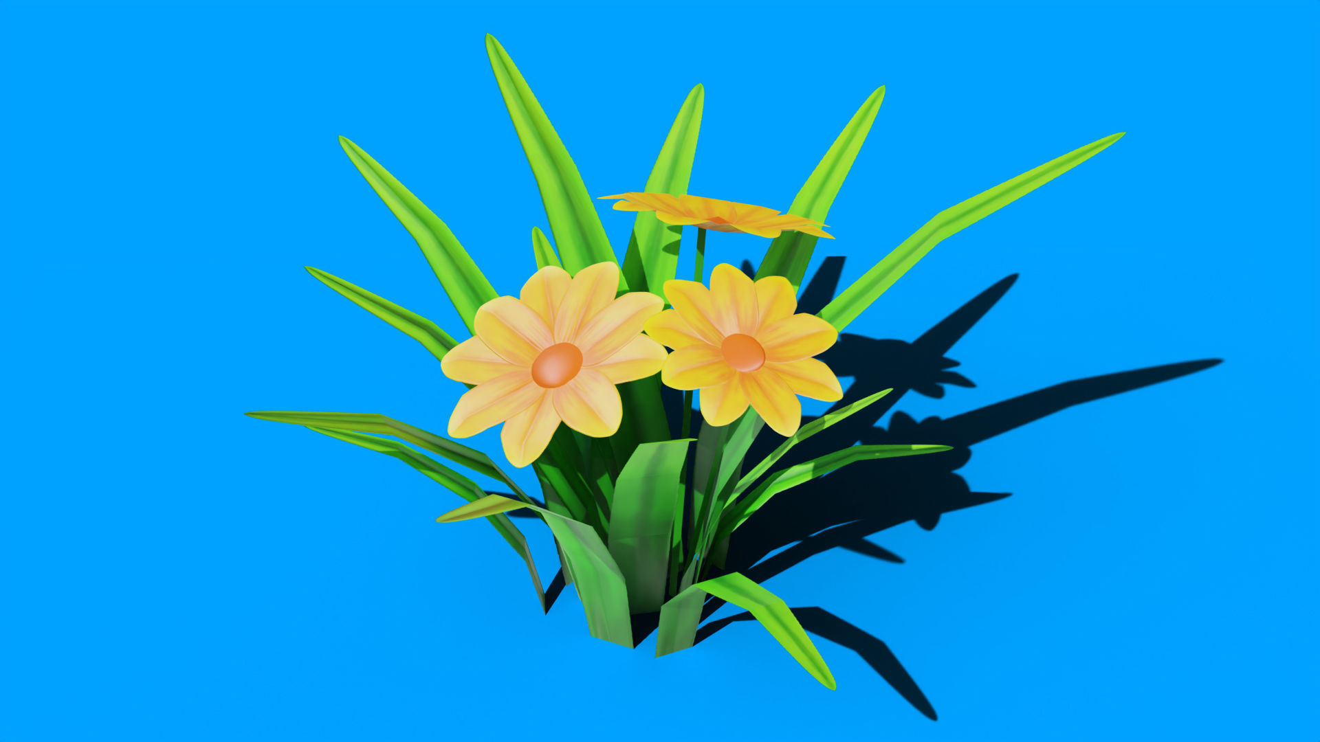 Stylized Daisy Low-poly 3D model_1