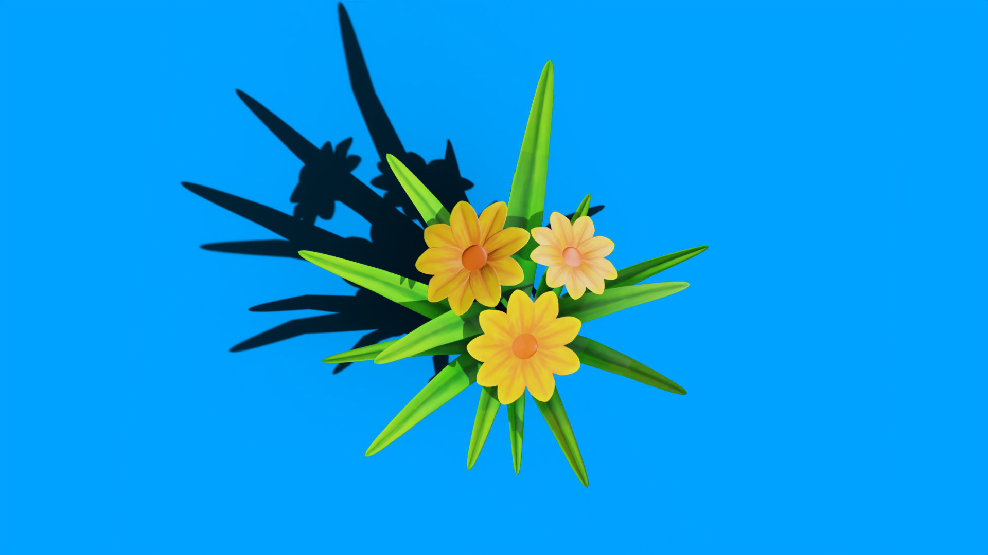 Stylized Daisy Low-poly 3D model_3