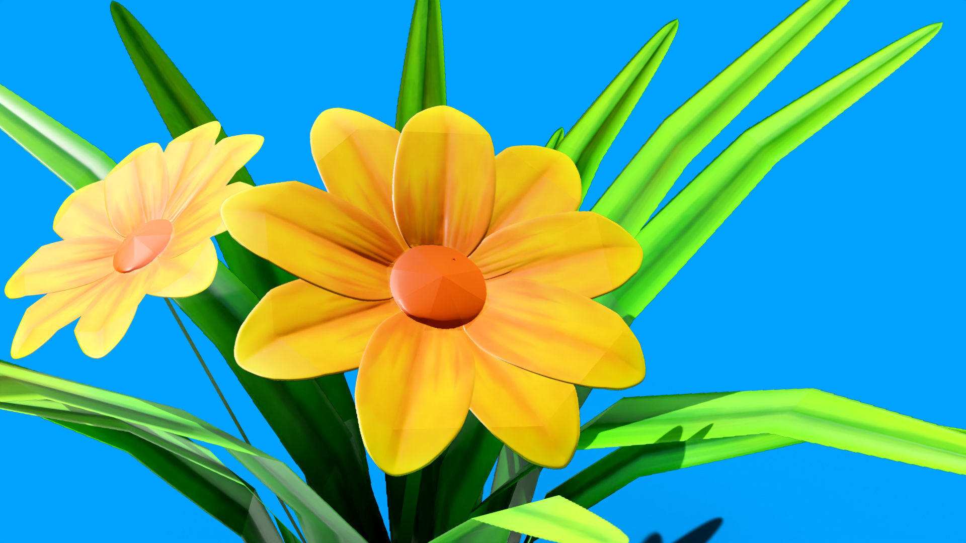 Stylized Daisy Low-poly 3D model_4
