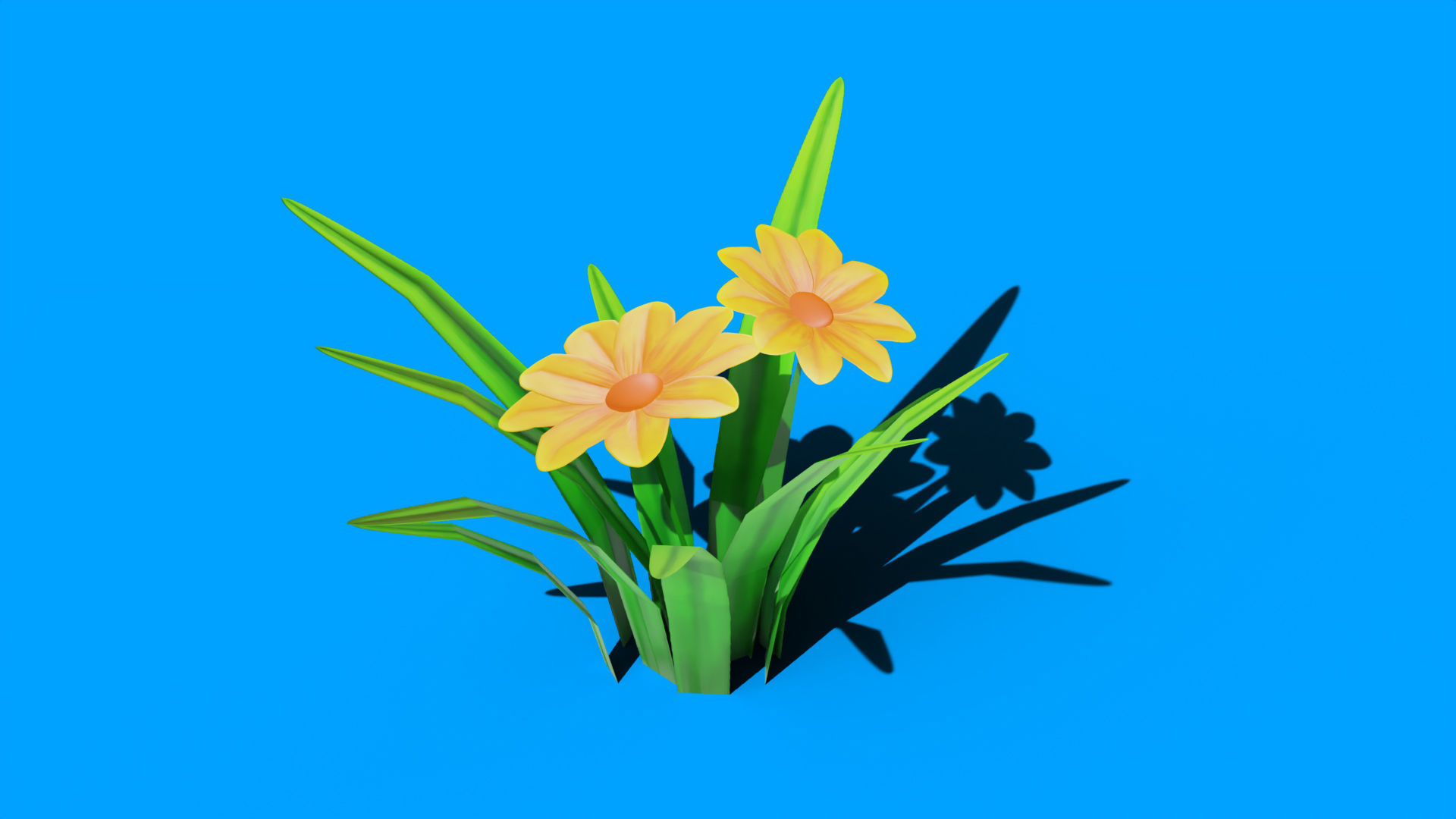 Stylized Daisy Low-poly 3D model_5