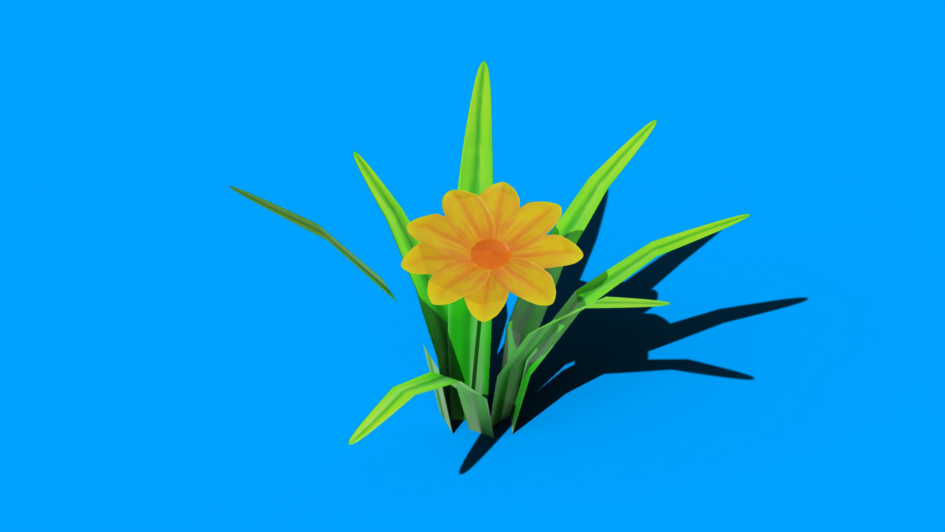 Stylized Daisy Low-poly 3D model_6