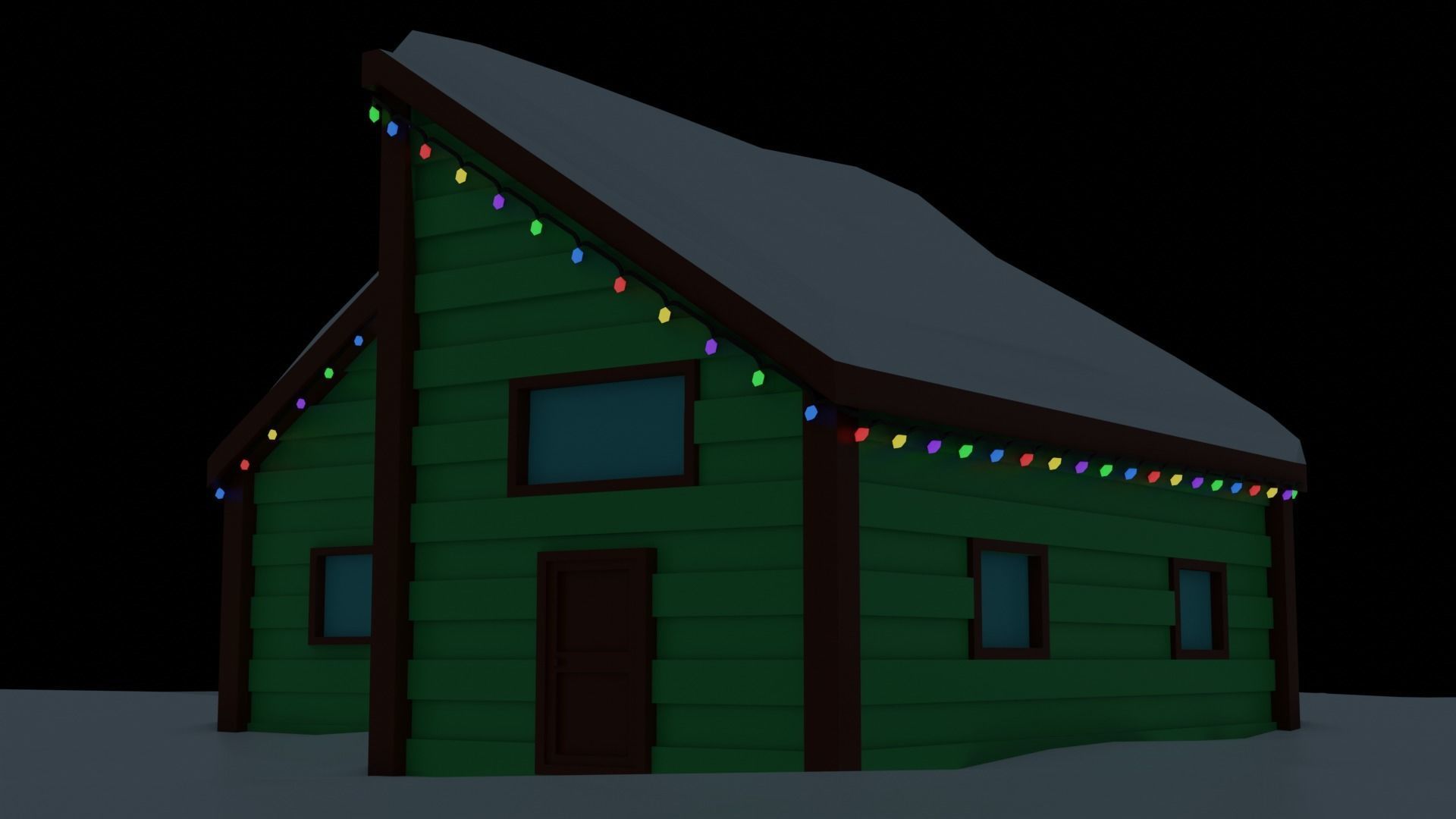 Christmas Suburb Game Ready Houses Low-poly 3D model_21