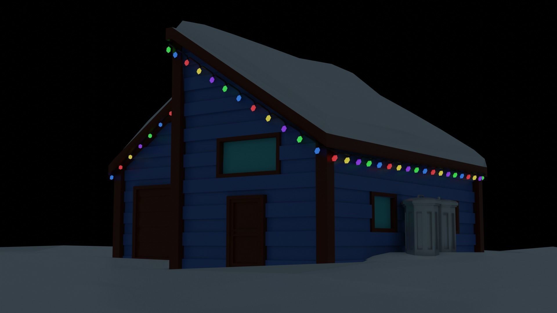 Christmas Suburb Game Ready Houses Low-poly 3D model_10