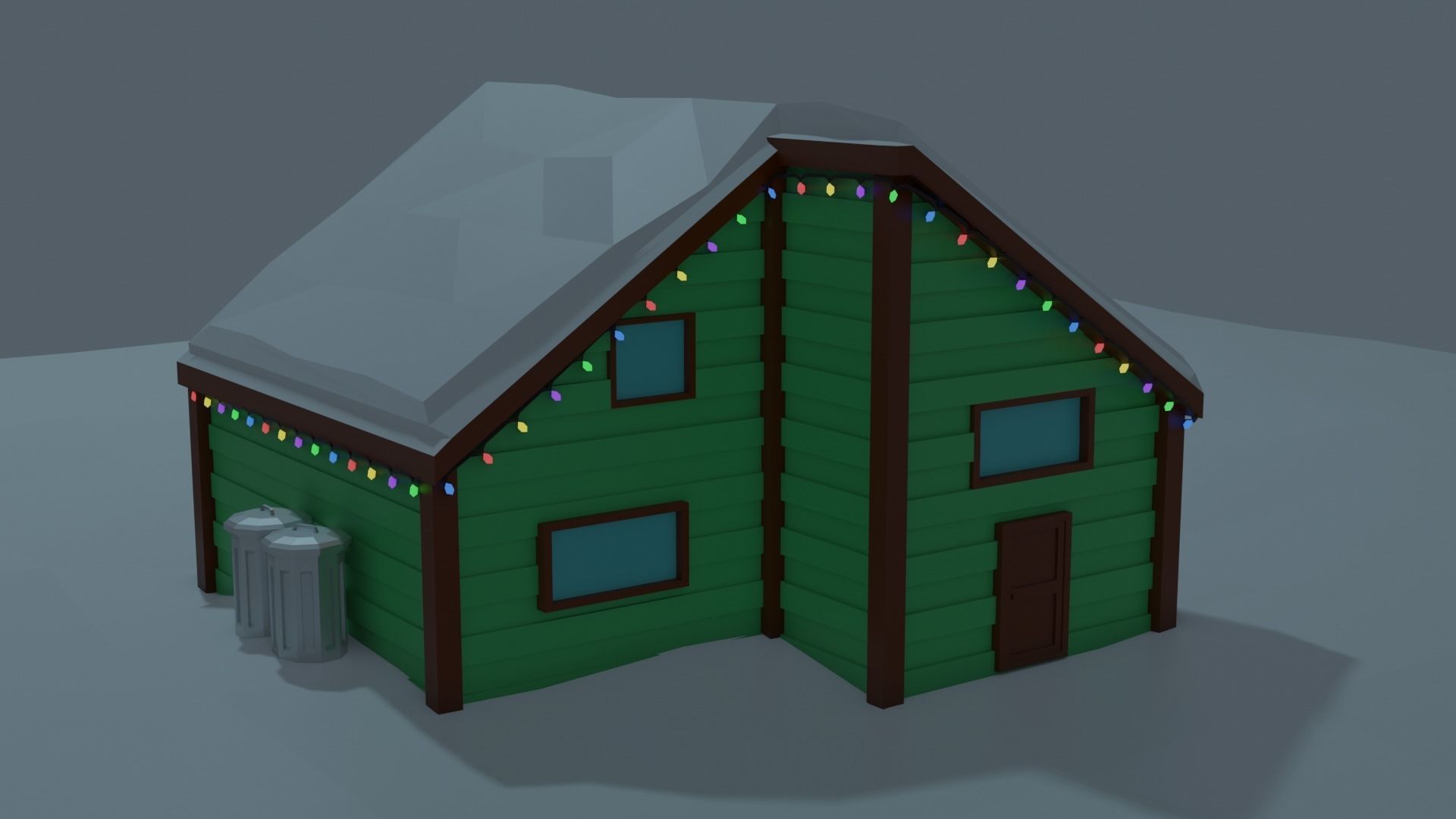 Christmas Suburb Game Ready Houses Low-poly 3D model_11