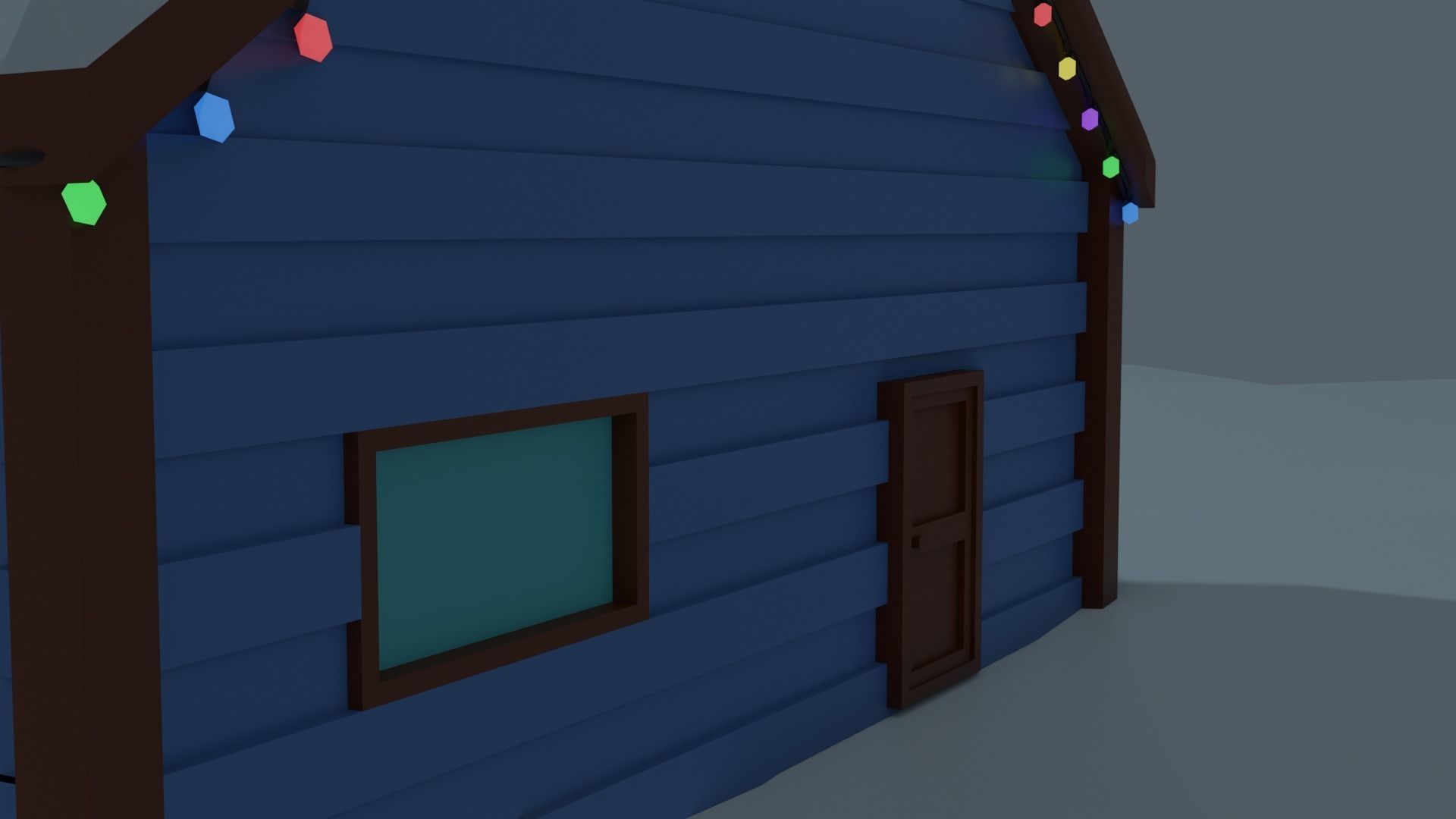 Christmas Suburb Game Ready Houses Low-poly 3D model_7