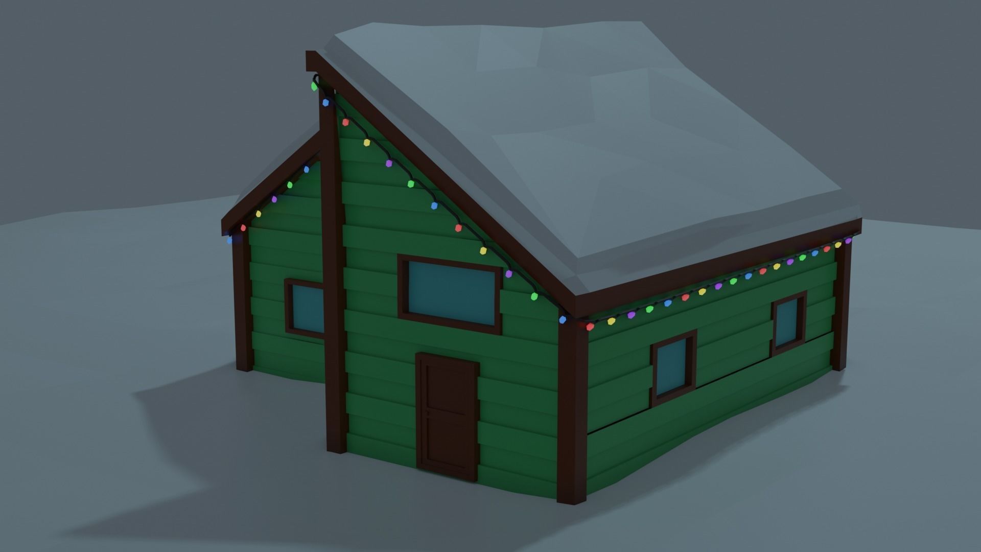 Christmas Suburb Game Ready Houses Low-poly 3D model_12
