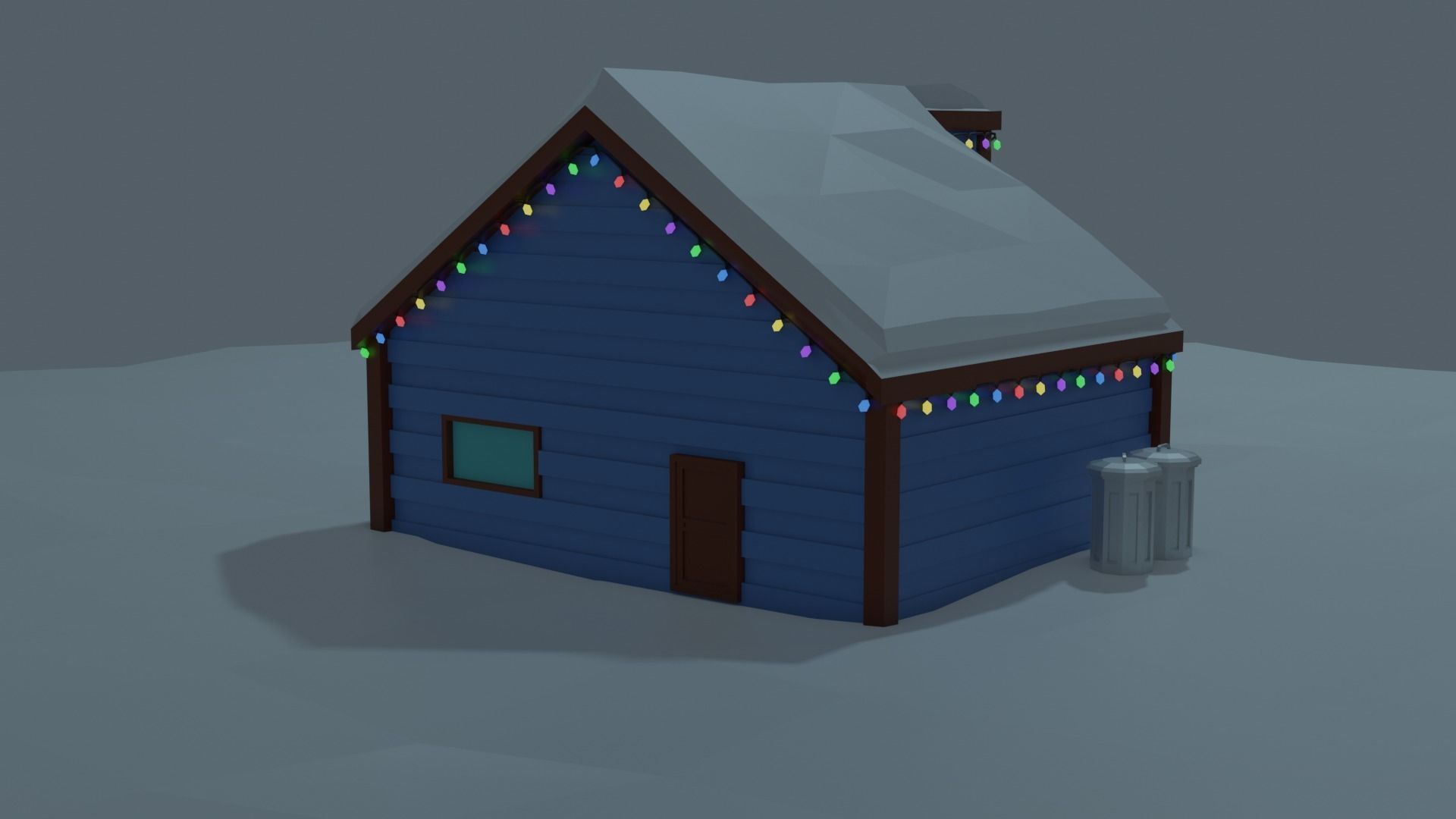 Christmas Suburb Game Ready Houses Low-poly 3D model_2
