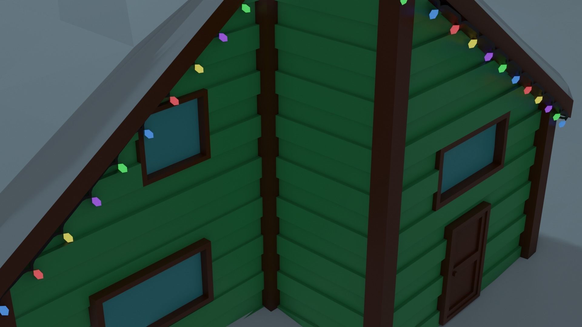 Christmas Suburb Game Ready Houses Low-poly 3D model_16
