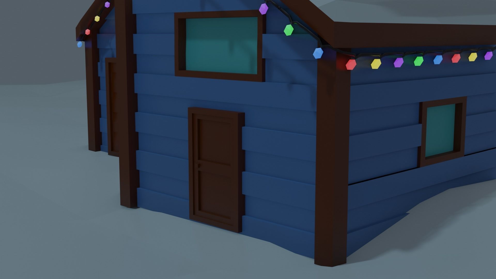 Christmas Suburb Game Ready Houses Low-poly 3D model_9