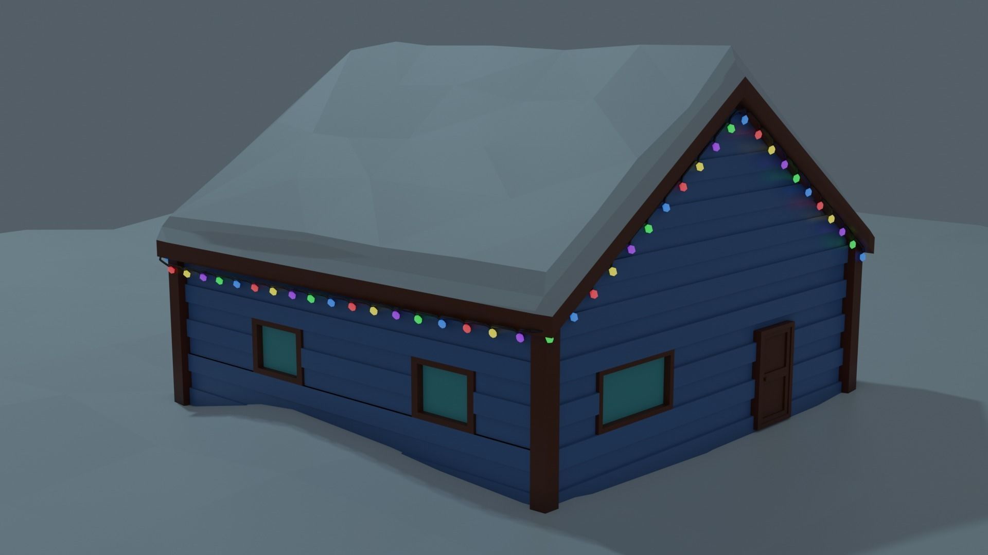 Christmas Suburb Game Ready Houses Low-poly 3D model_3