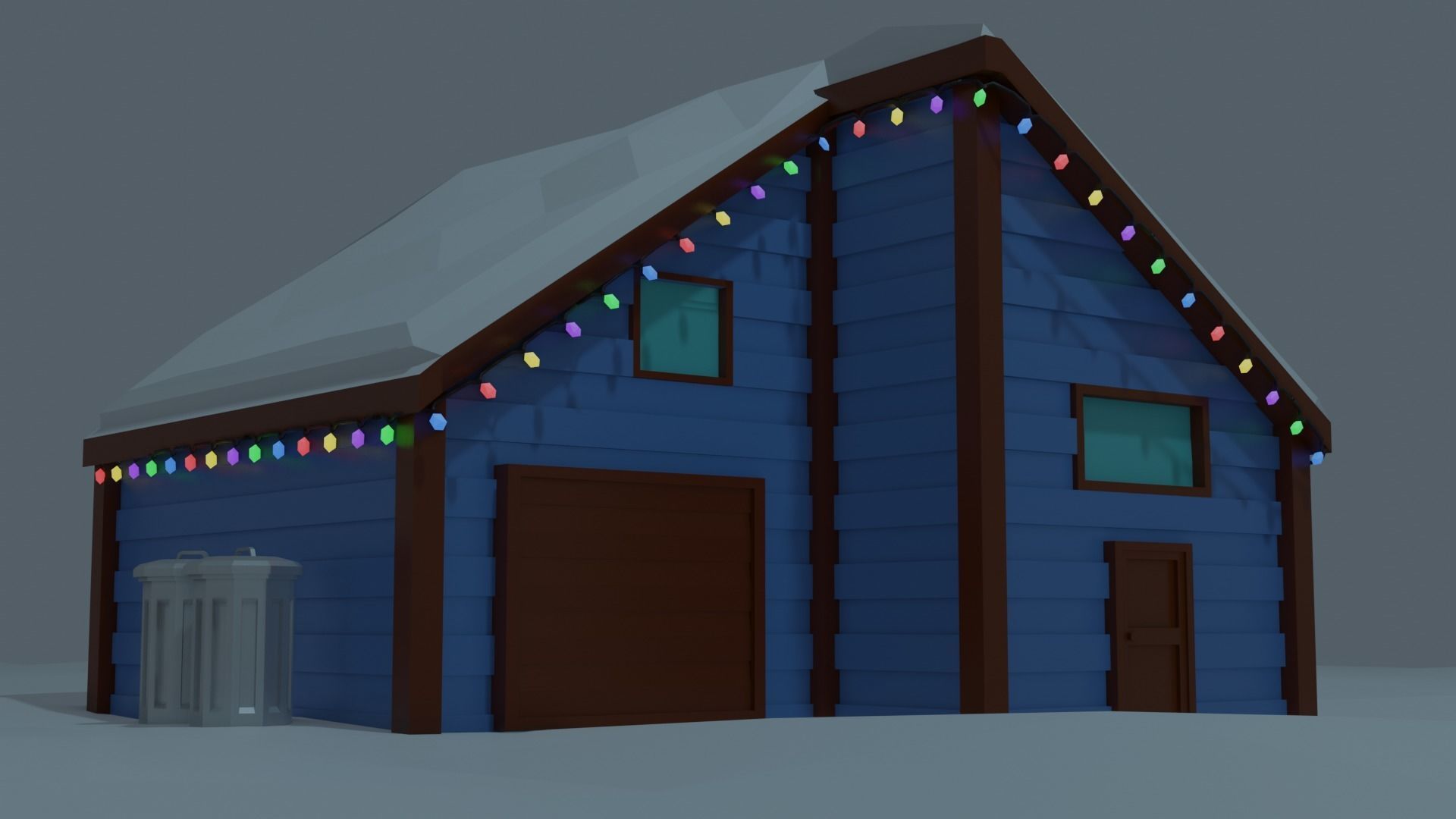 Christmas Suburb Game Ready Houses Low-poly 3D model_5