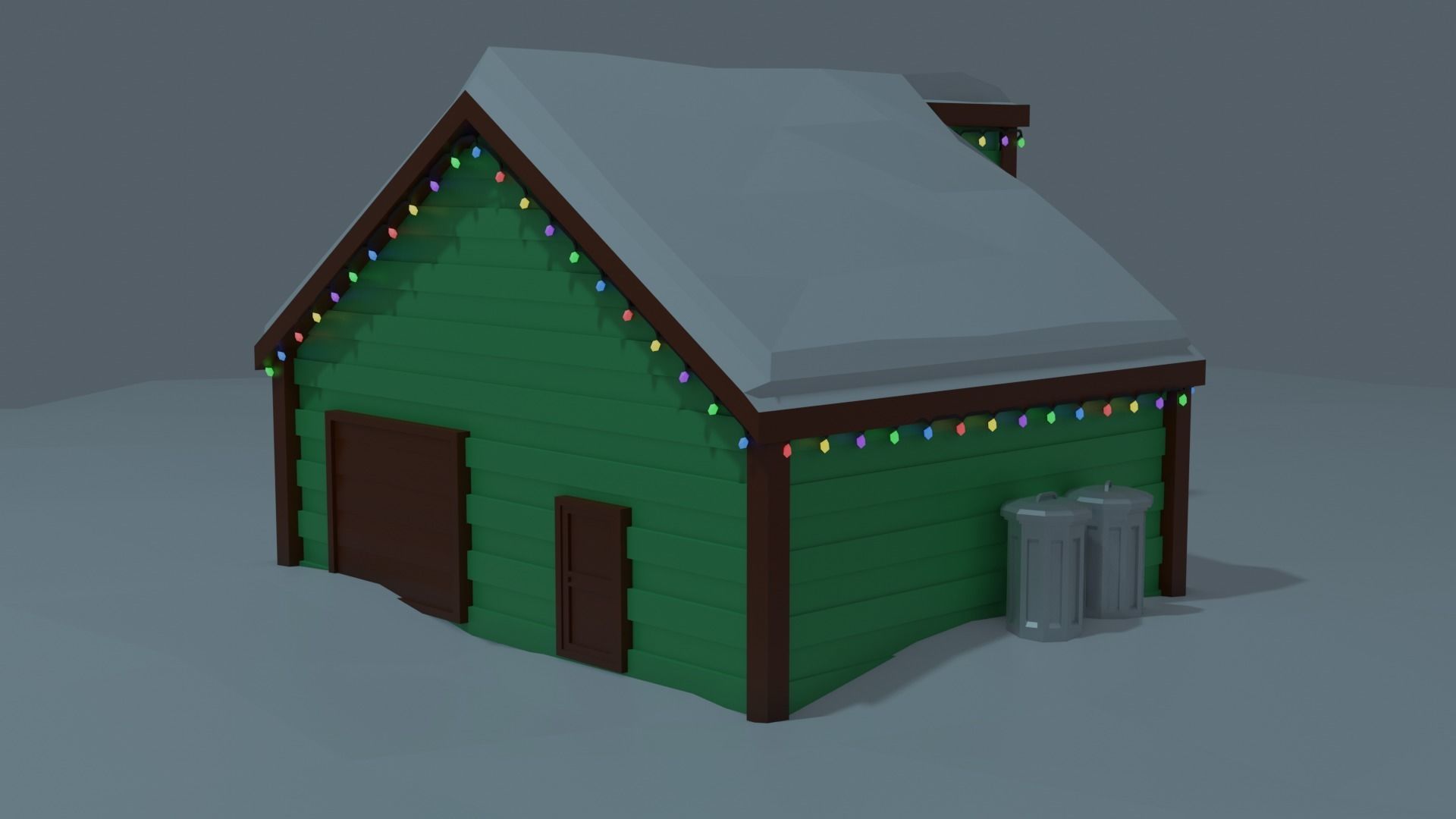Christmas Suburb Game Ready Houses Low-poly 3D model_14