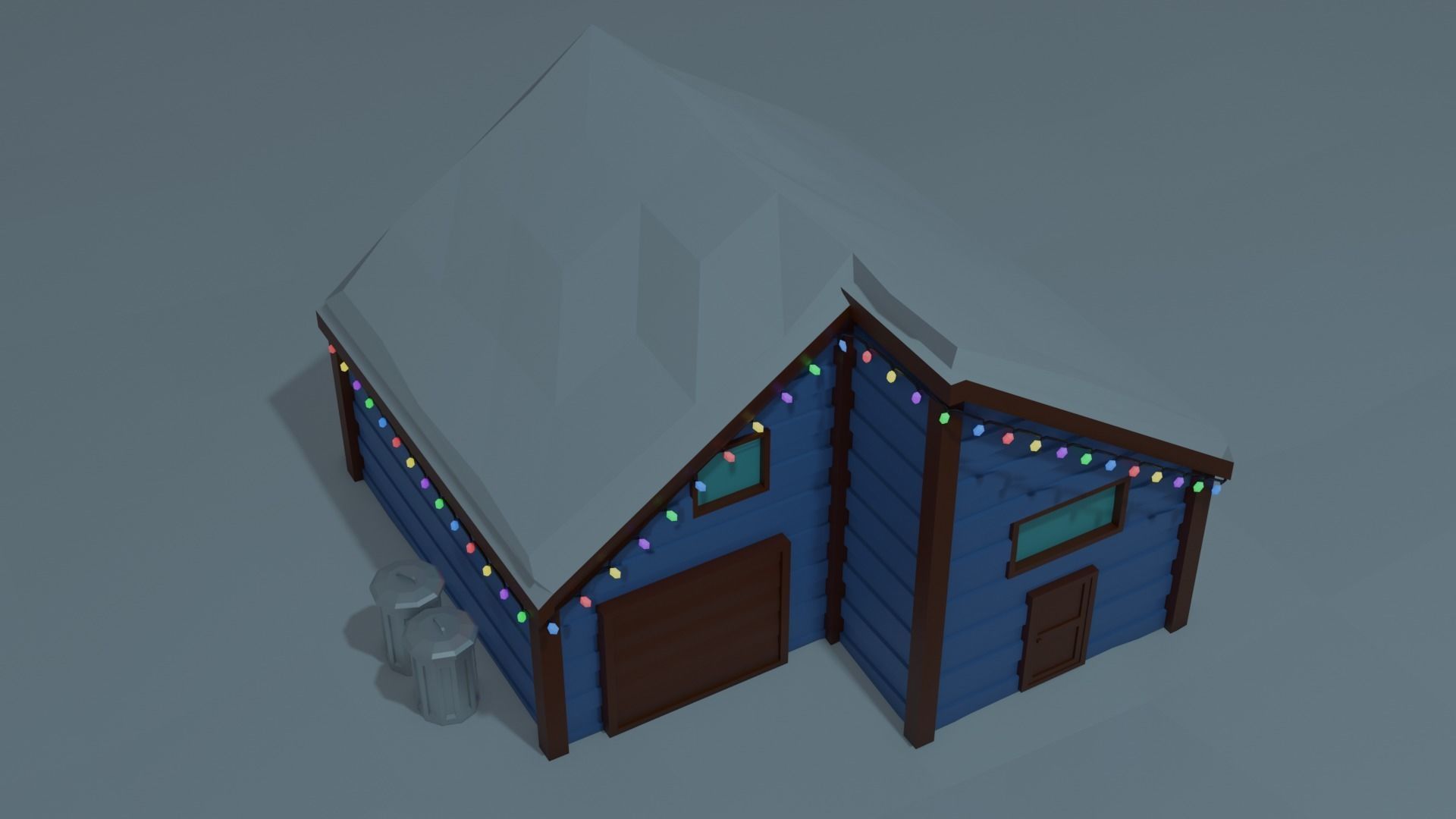 Christmas Suburb Game Ready Houses Low-poly 3D model_4